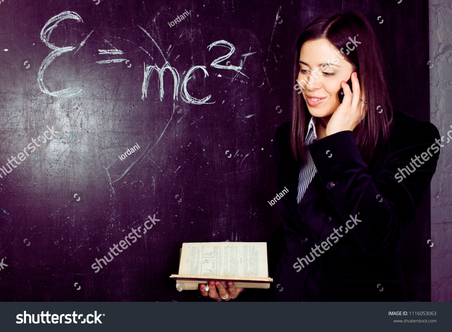 Portrait Happy Cute Student Classroom Blackboard Stock Photo 1116053063 ...