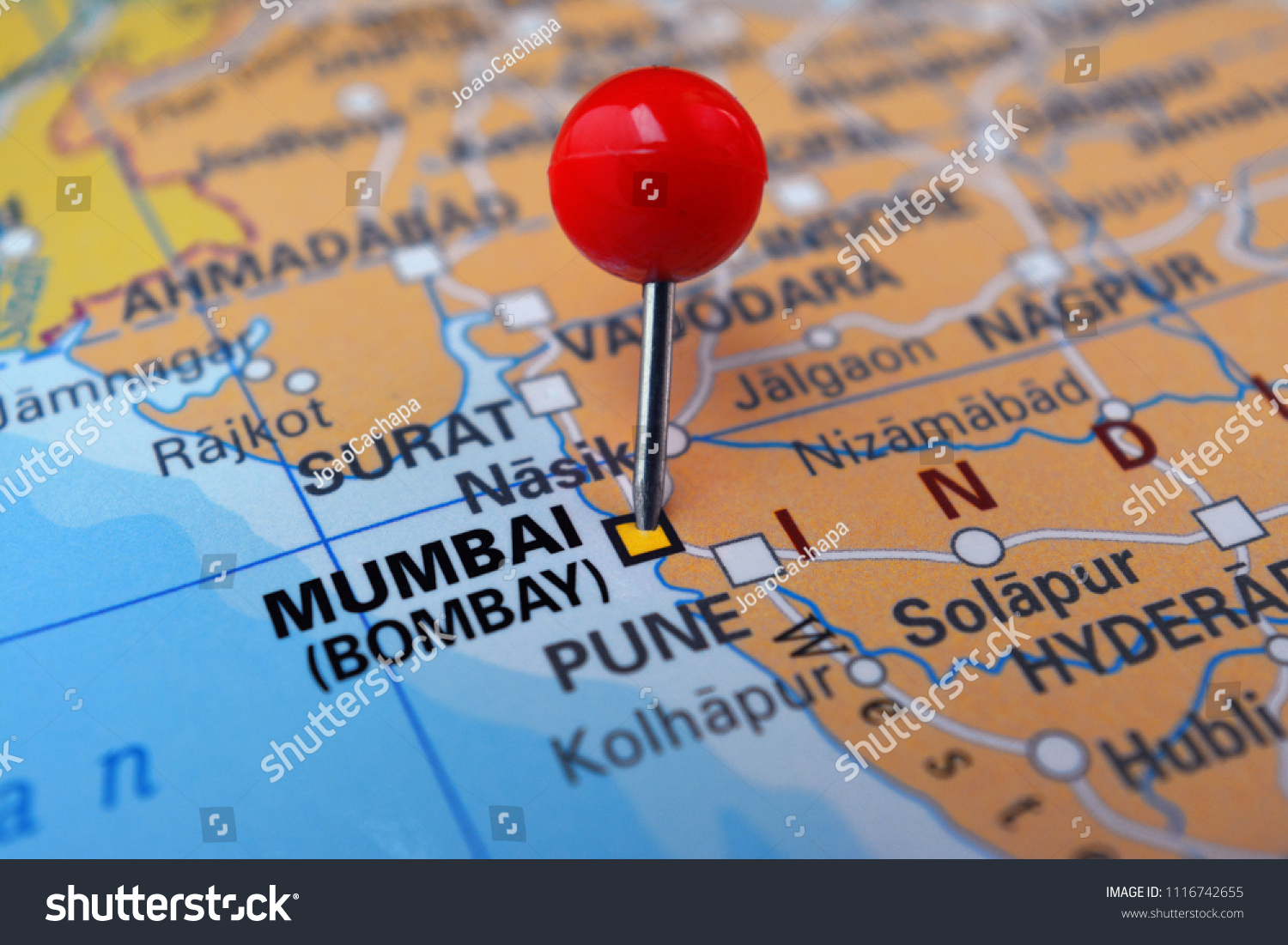 Pin Marked Mumbai On Map India Stock Photo 1116742655 | Shutterstock