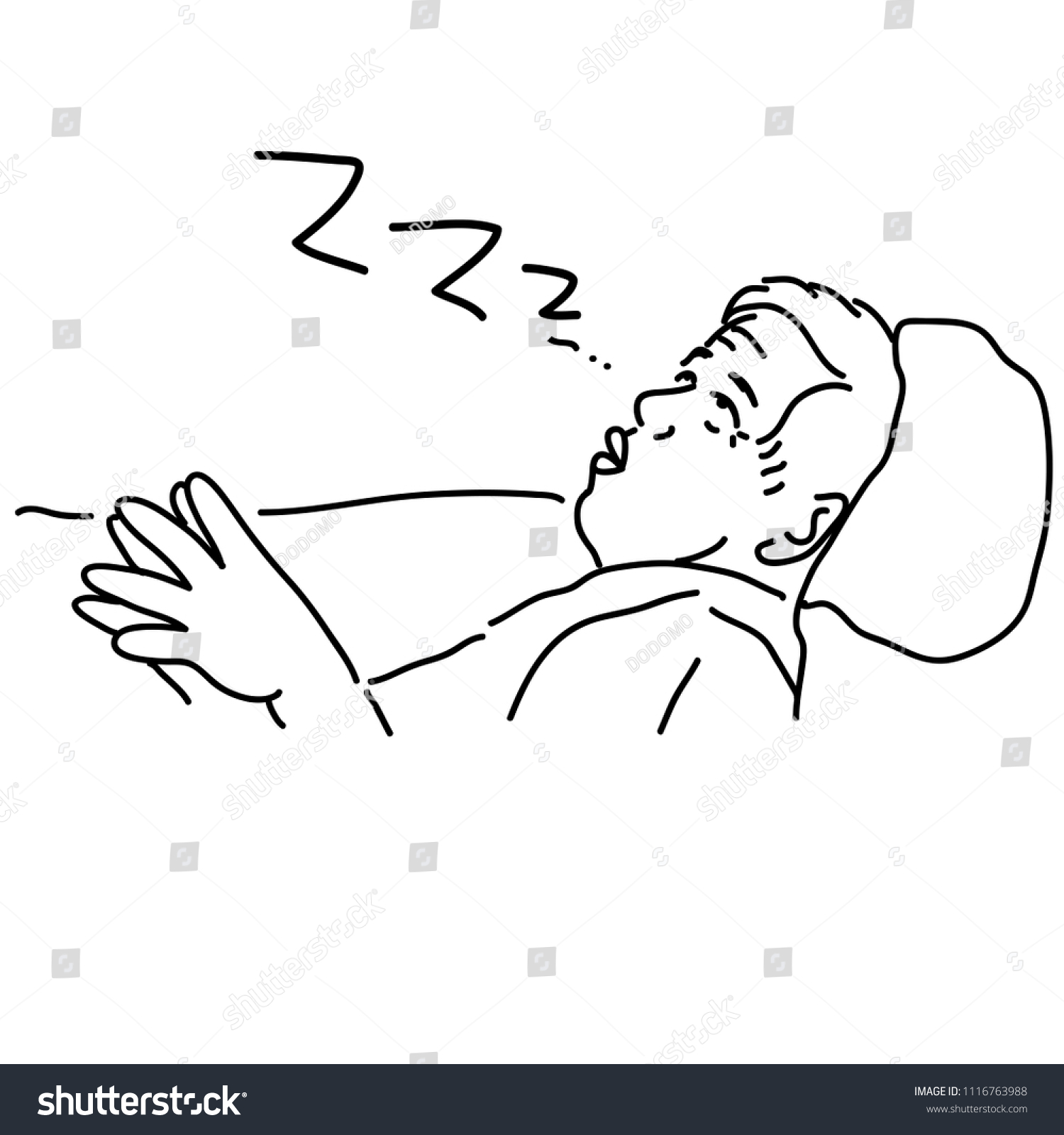 Drawings Elderly Man Sleeping Vector Illustration Stock Vector (Royalty ...