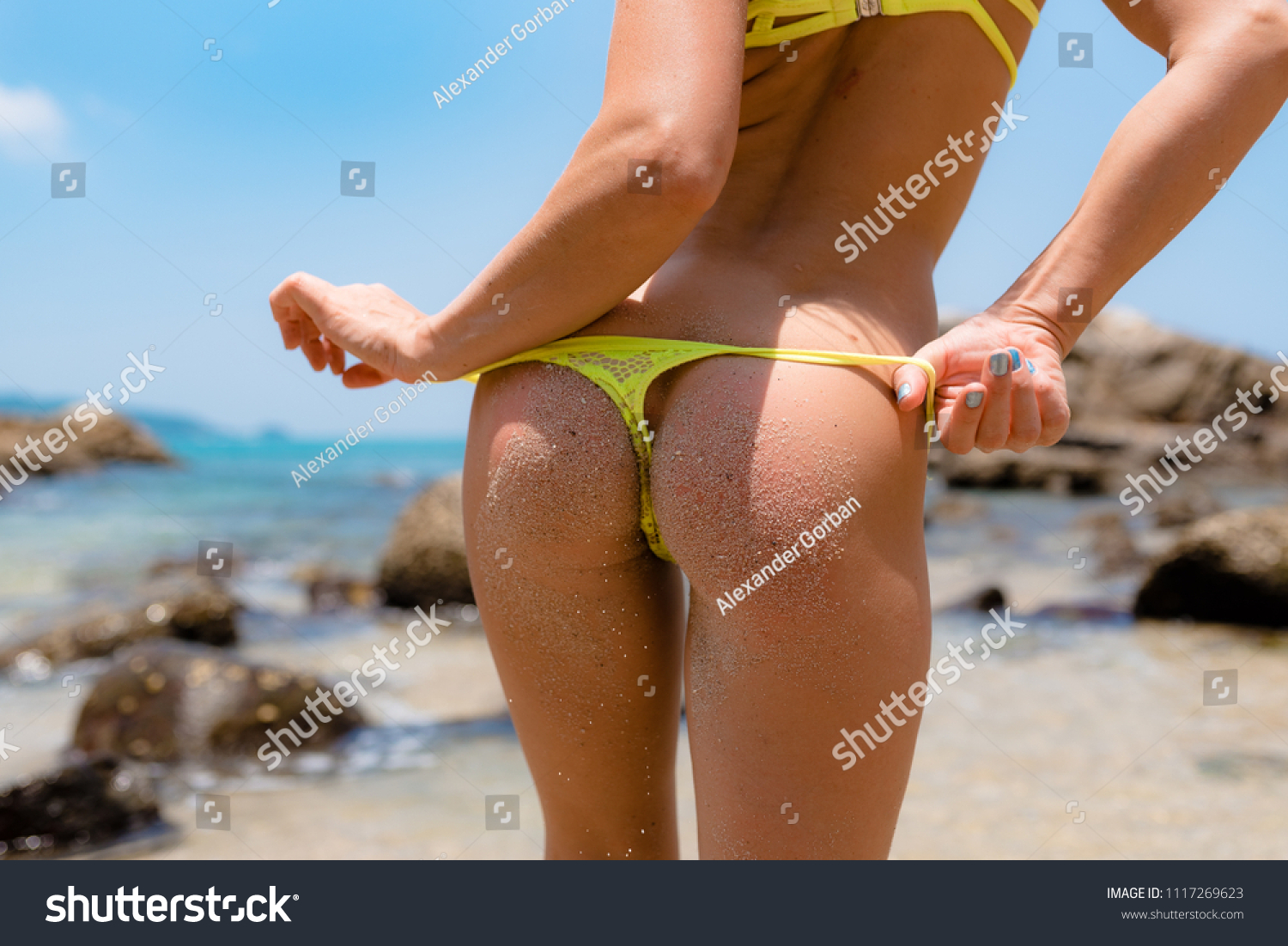 Sexy Ass Bikini On Background Sea Stock picture