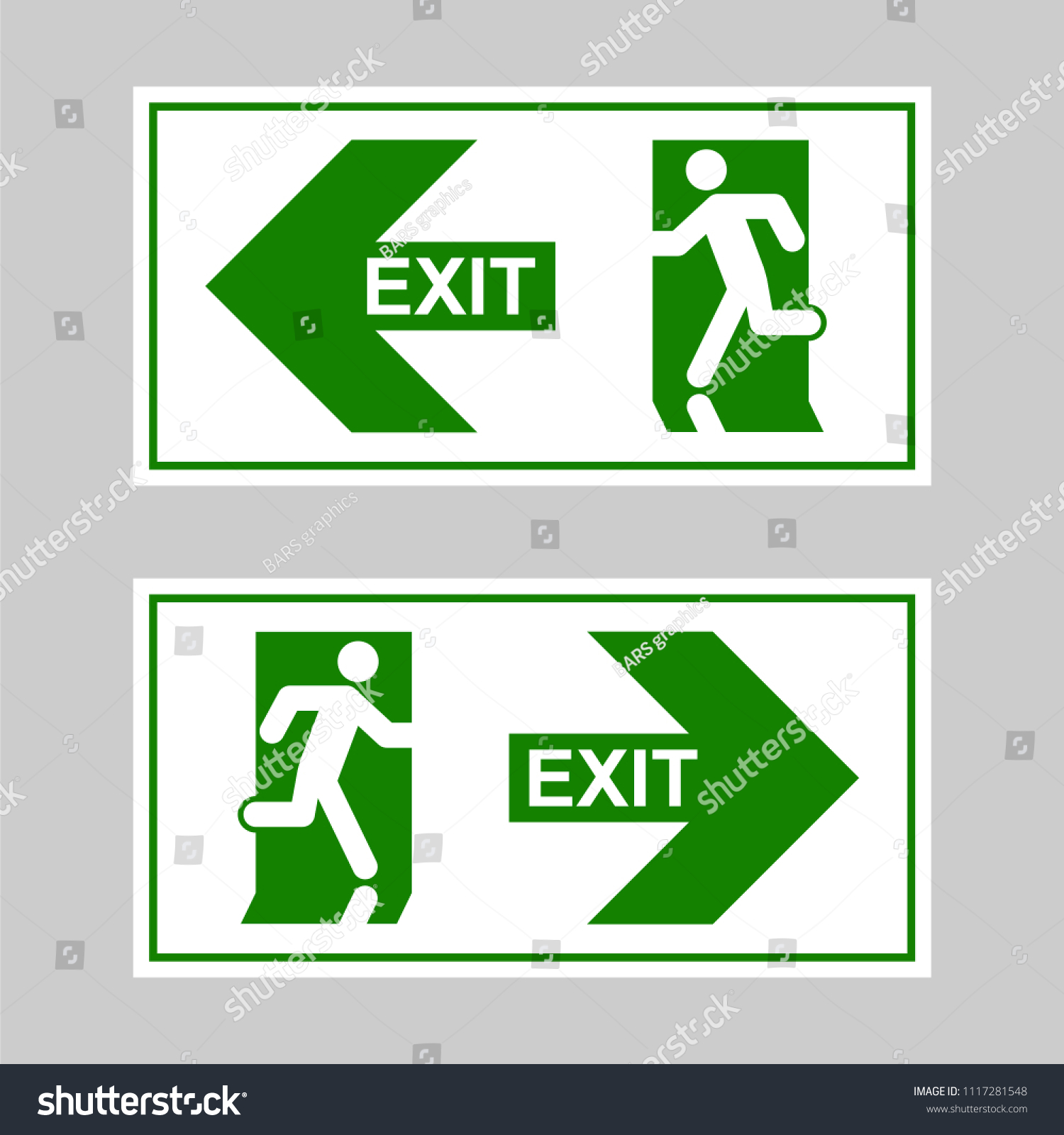 Emergency Exit Signs Set Man Running Stock Vector (Royalty Free ...