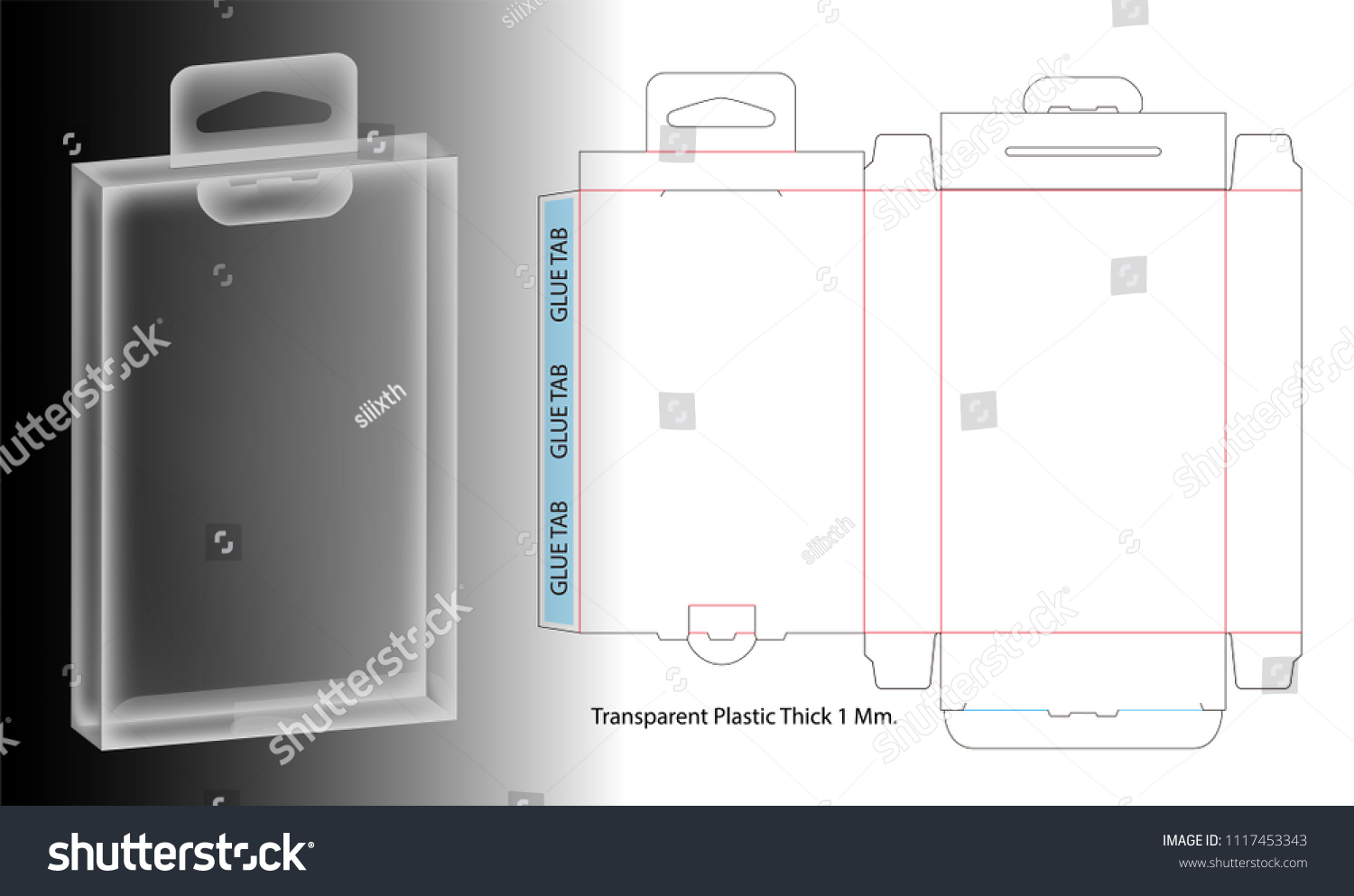 Hanging Plastic Box 3d Mockup Dieline Stock Vector (Royalty Free ...