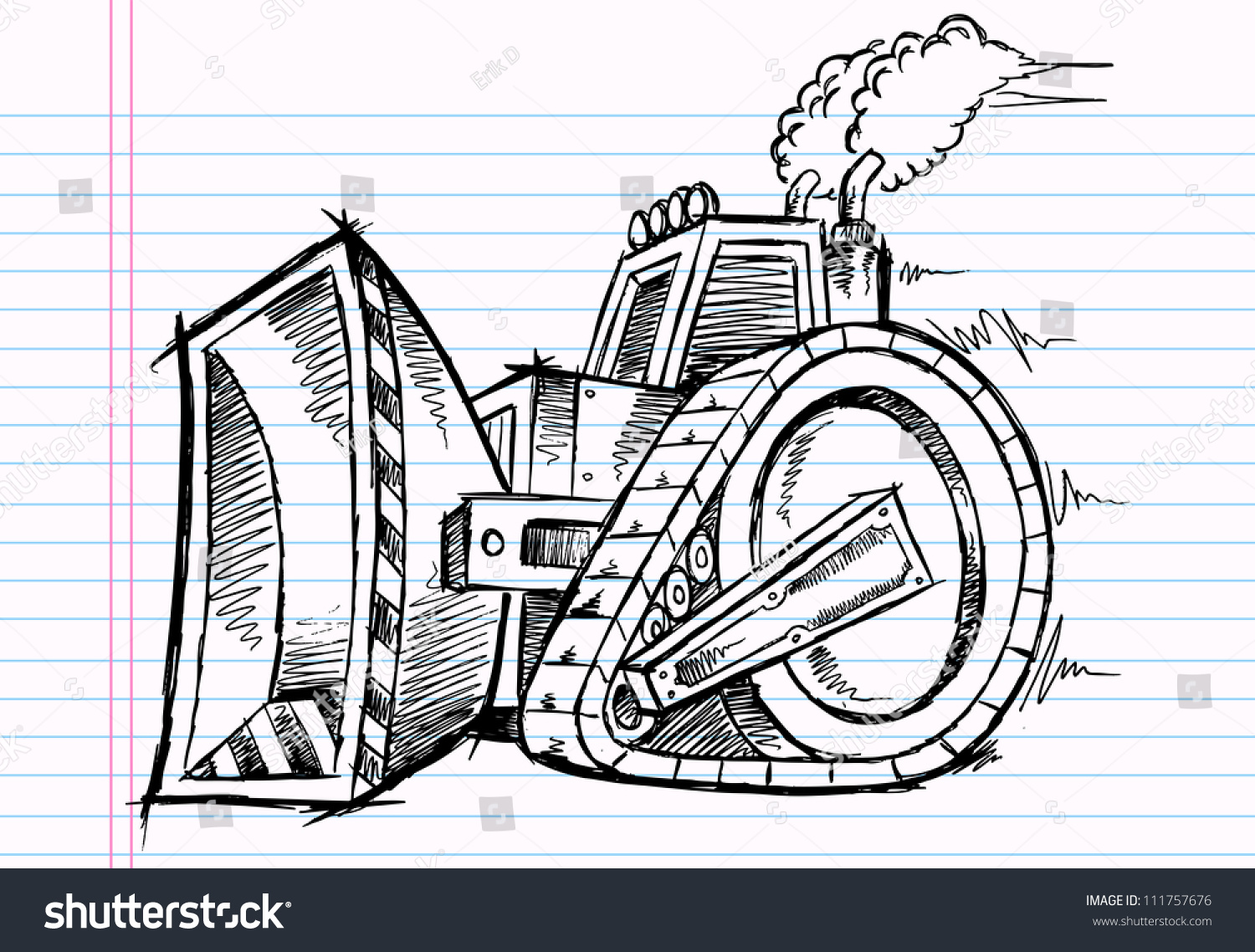 Sketch Doodle Bulldozer Vector Illustration Stock Vector (Royalty Free ...