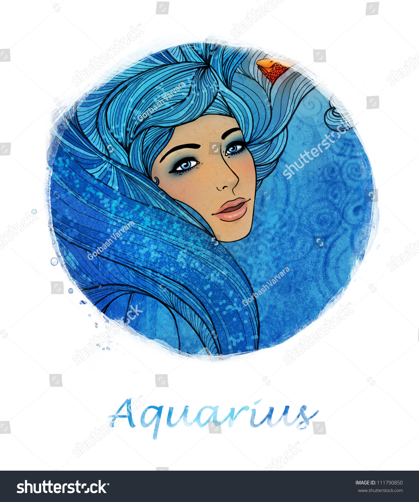 Illustration Aquarius Zodiac Sign Beautiful Girl Stock Illustration ...