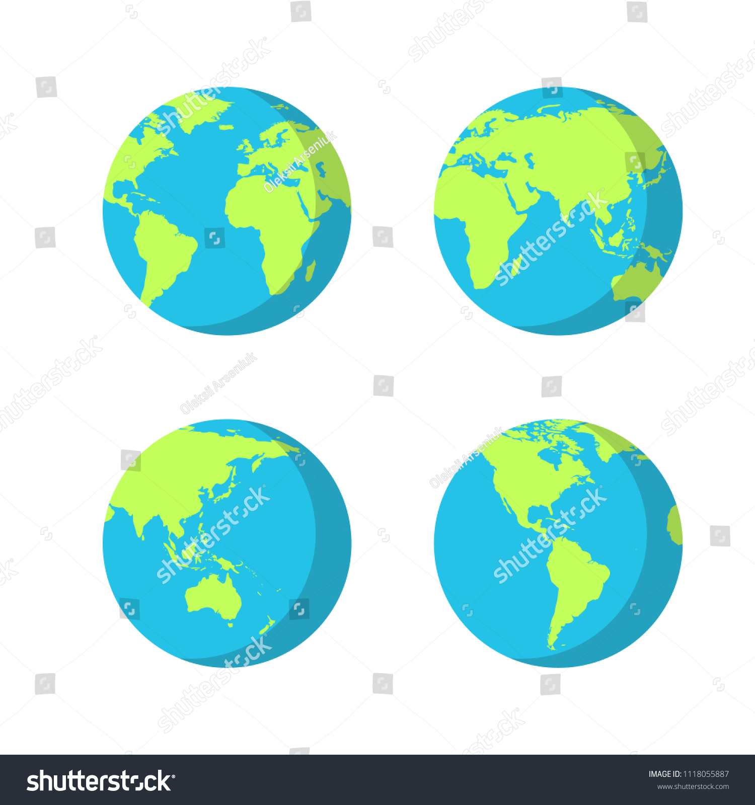 Set Planet Earth Icons Different Continents Stock Vector (Royalty Free ...