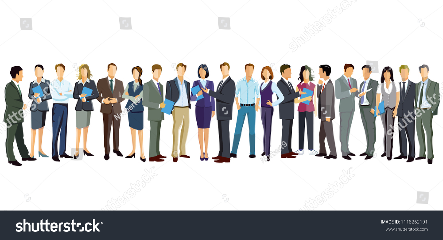 Group Portrait Women Men Stock Vector (Royalty Free) 1118262191 ...