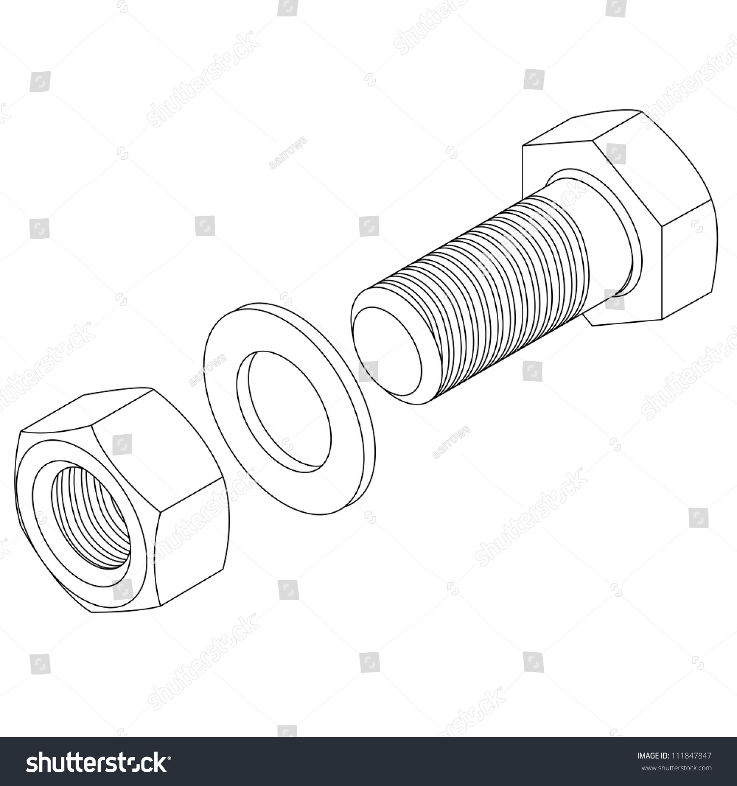 Stainless Steel Bolt Nut Illustration Stock Illustration 111847847 ...