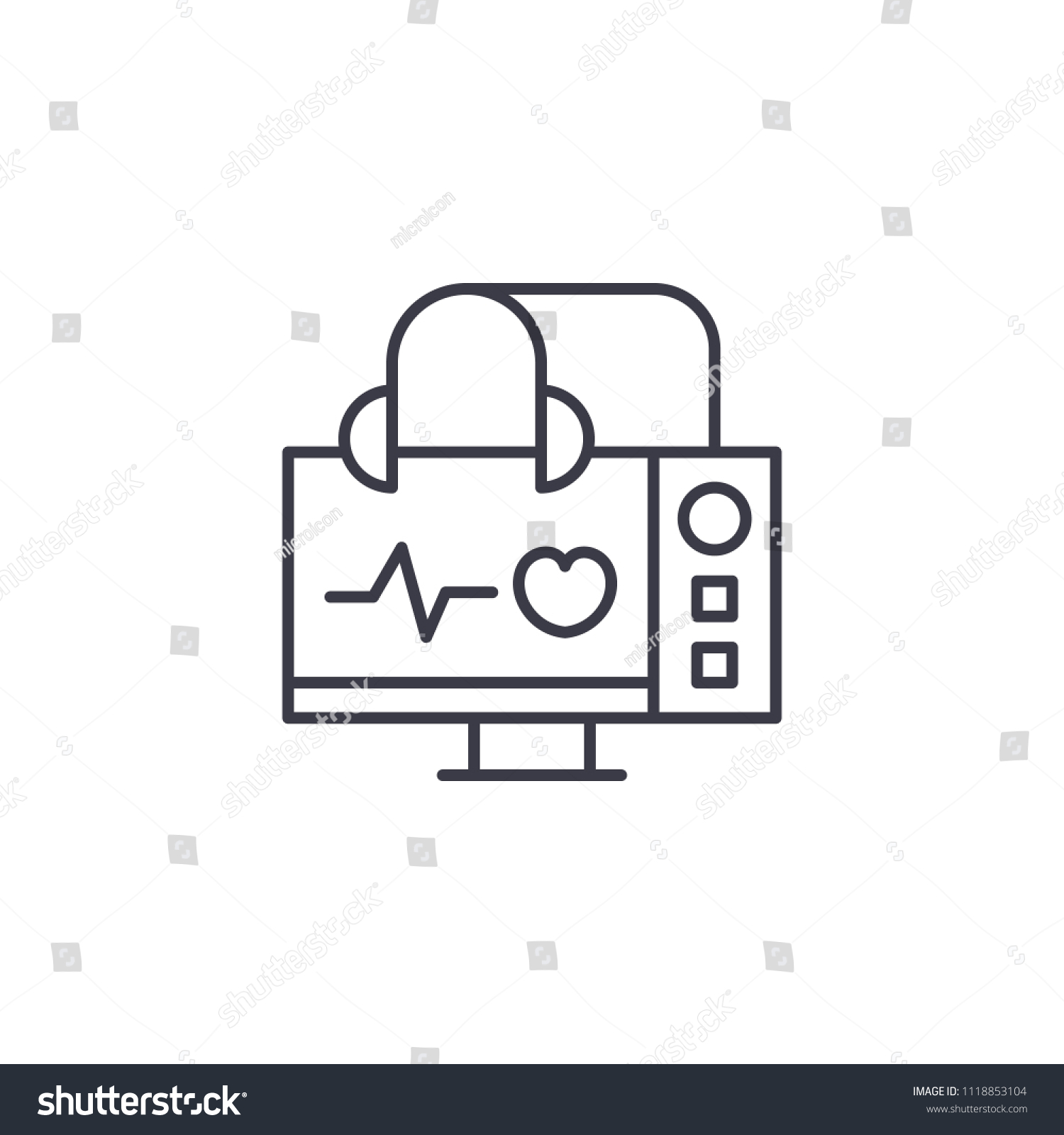 Echocardiogram Heart Linear Icon Concept Line Stock Vector (Royalty ...