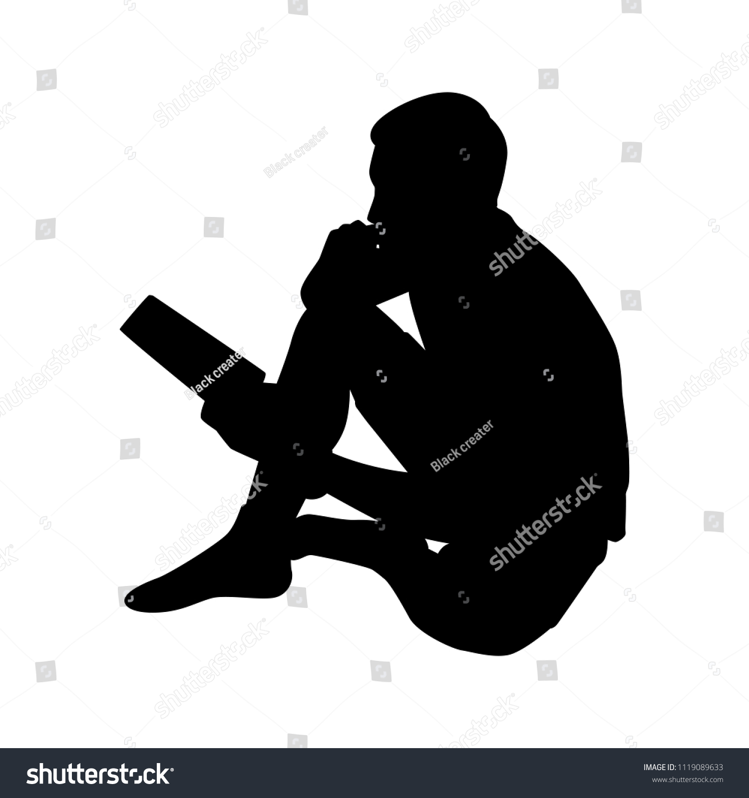 Man Reading Book Silhouette Vector Education Stock Vector (Royalty Free ...