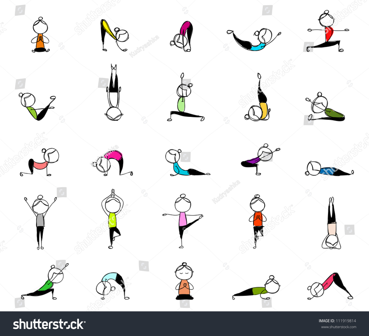 People Practicing Yoga 25 Poses Your Stock Vector (Royalty Free ...