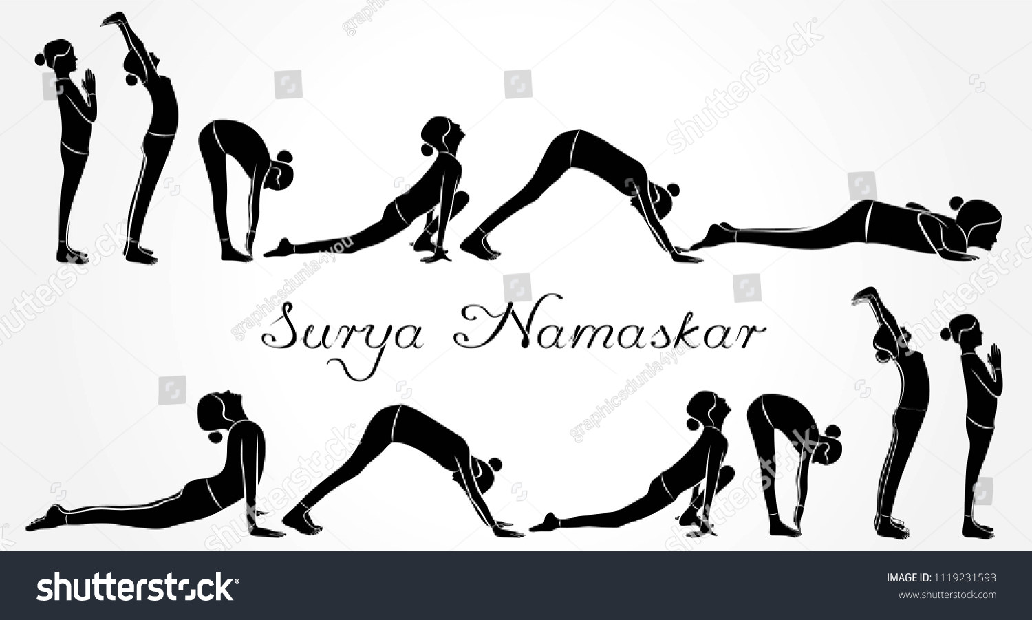 Illustration Woman Doing Surya Namaskar International Stock Vector ...