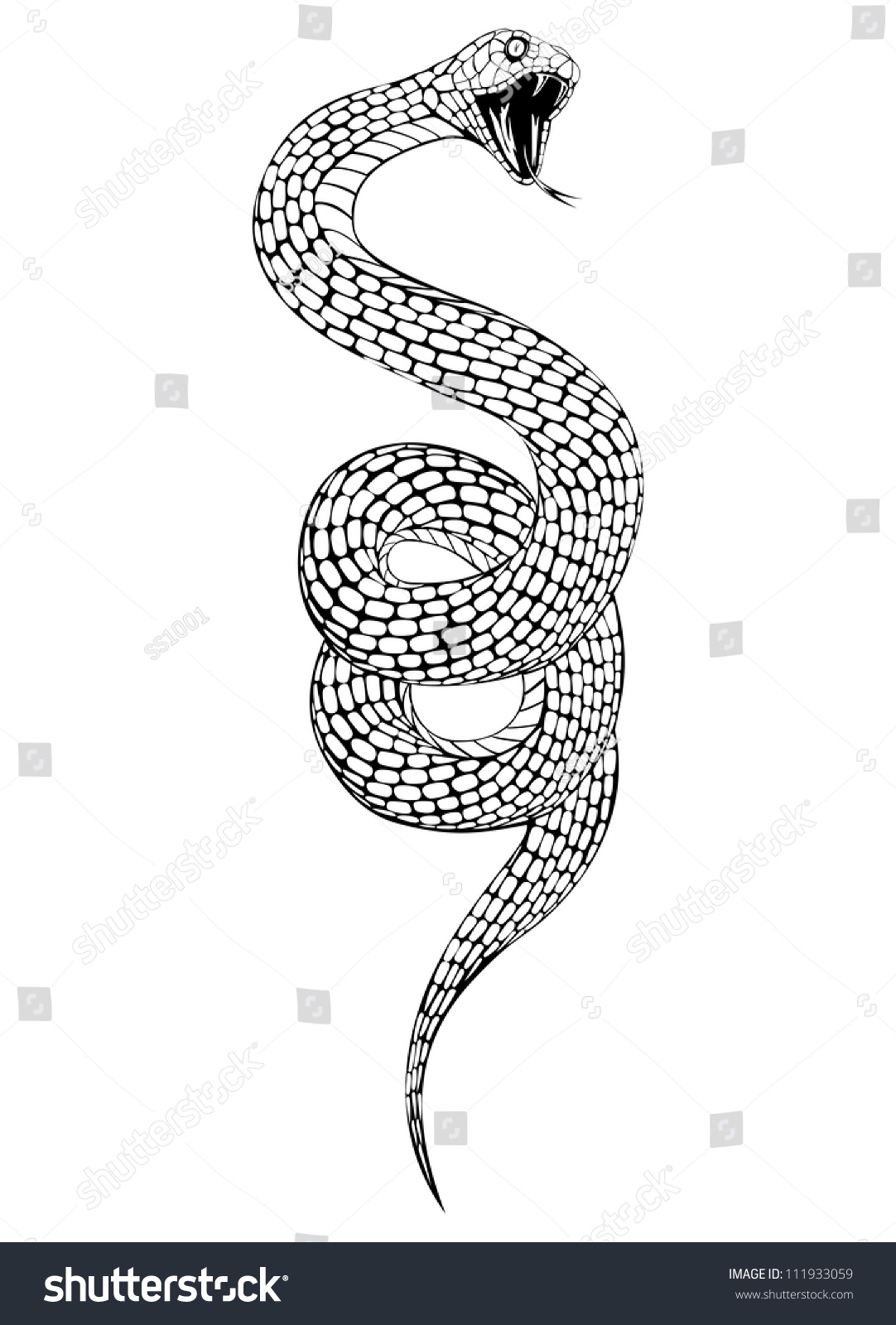 Vector Illustration Snake Open Mouth Stock Vector (Royalty Free ...