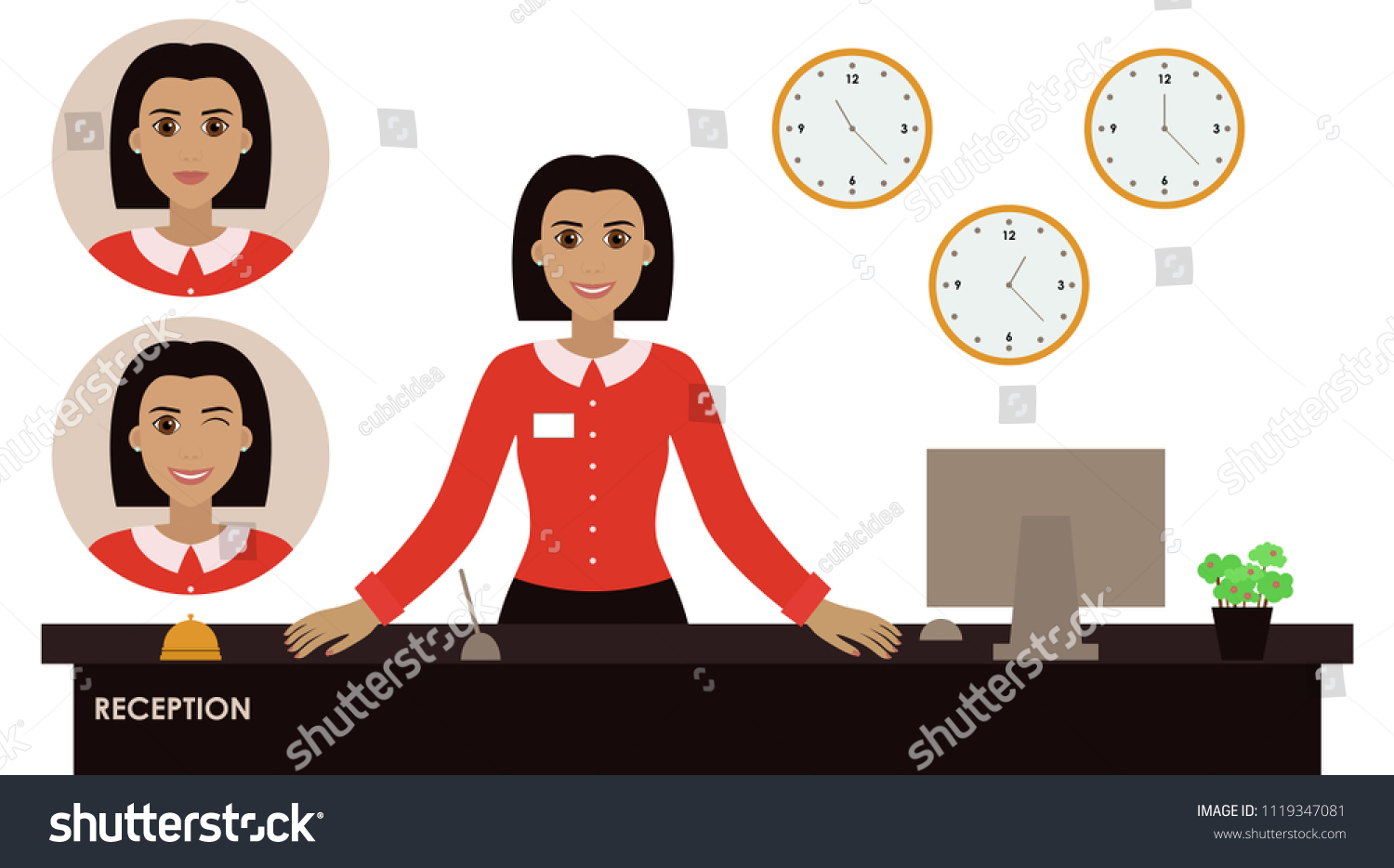 Young Happy Pretty Woman Uniform Hotel Stock Vector (Royalty Free ...