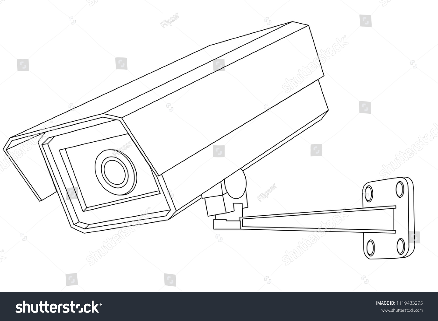 Cctv Security Camera Outline Drawing Vector Stock Vector (Royalty Free ...