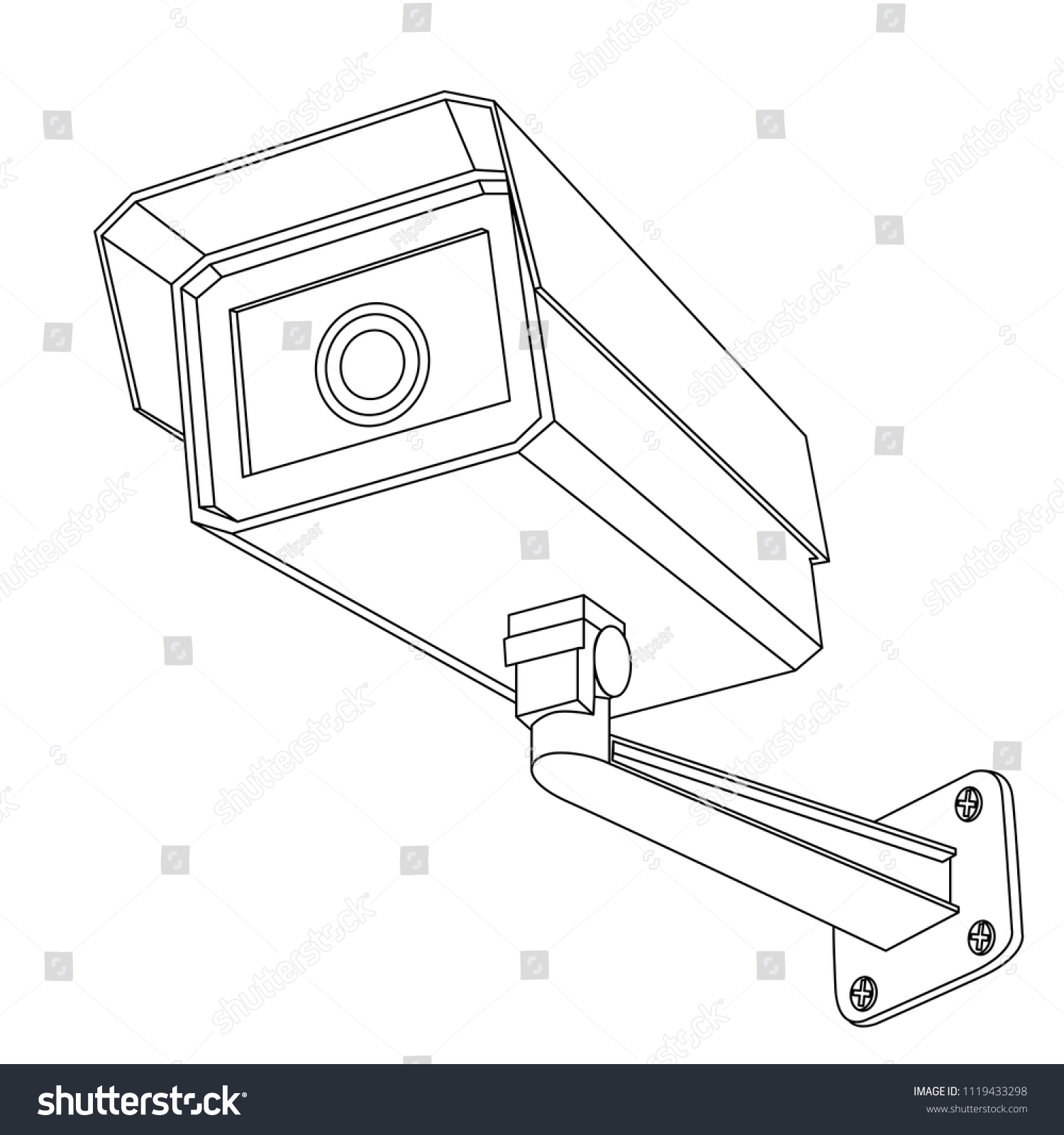 Cctv Security Camera Outline Drawing Vector Stock Vector (royalty Free 