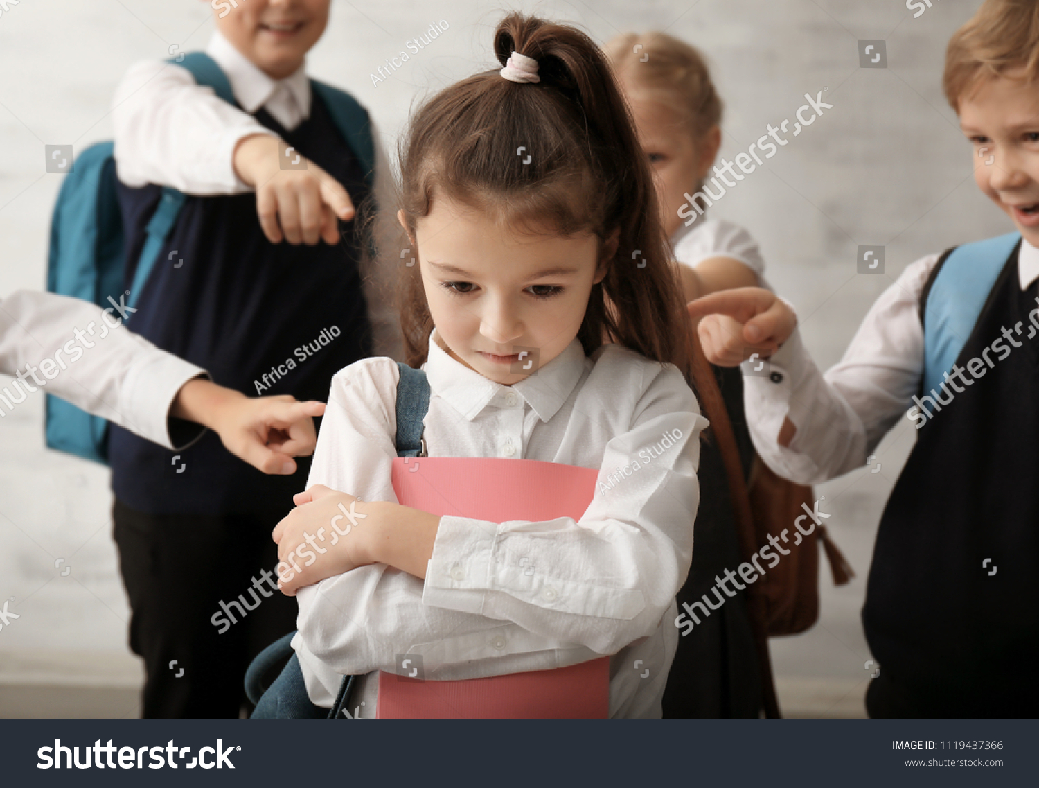 Children Bullying Their Classmate Indoors Stock Photo 1119437366 ...