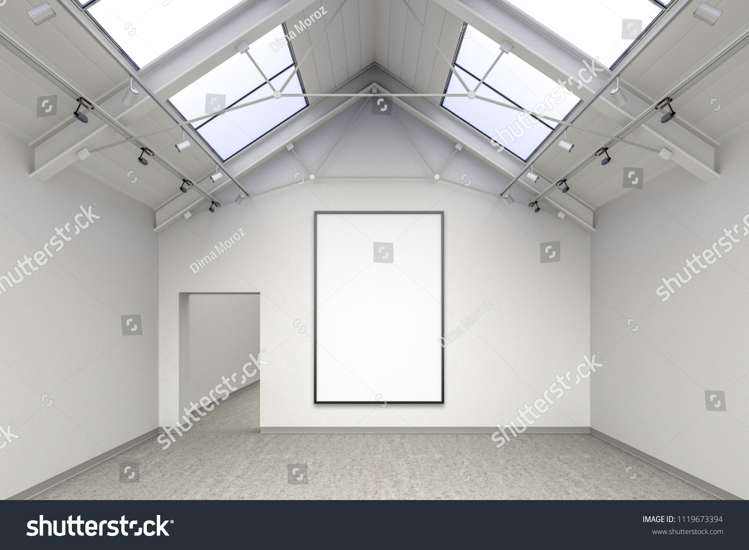 Empty Gallery Interior Blank Vertical Exhibition Stock Illustration ...