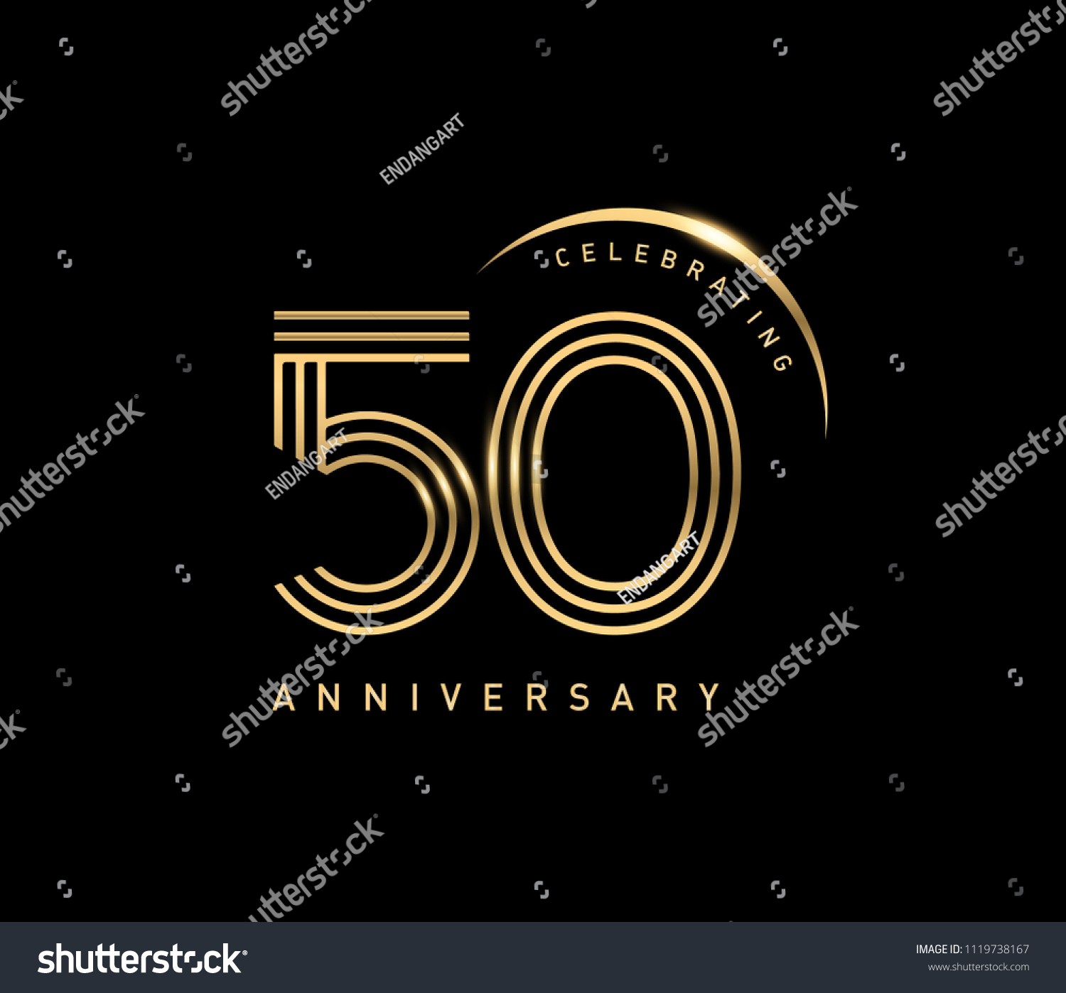 50 Celebrating Anniversary Logo Golden Ring Stock Vector (Royalty Free ...