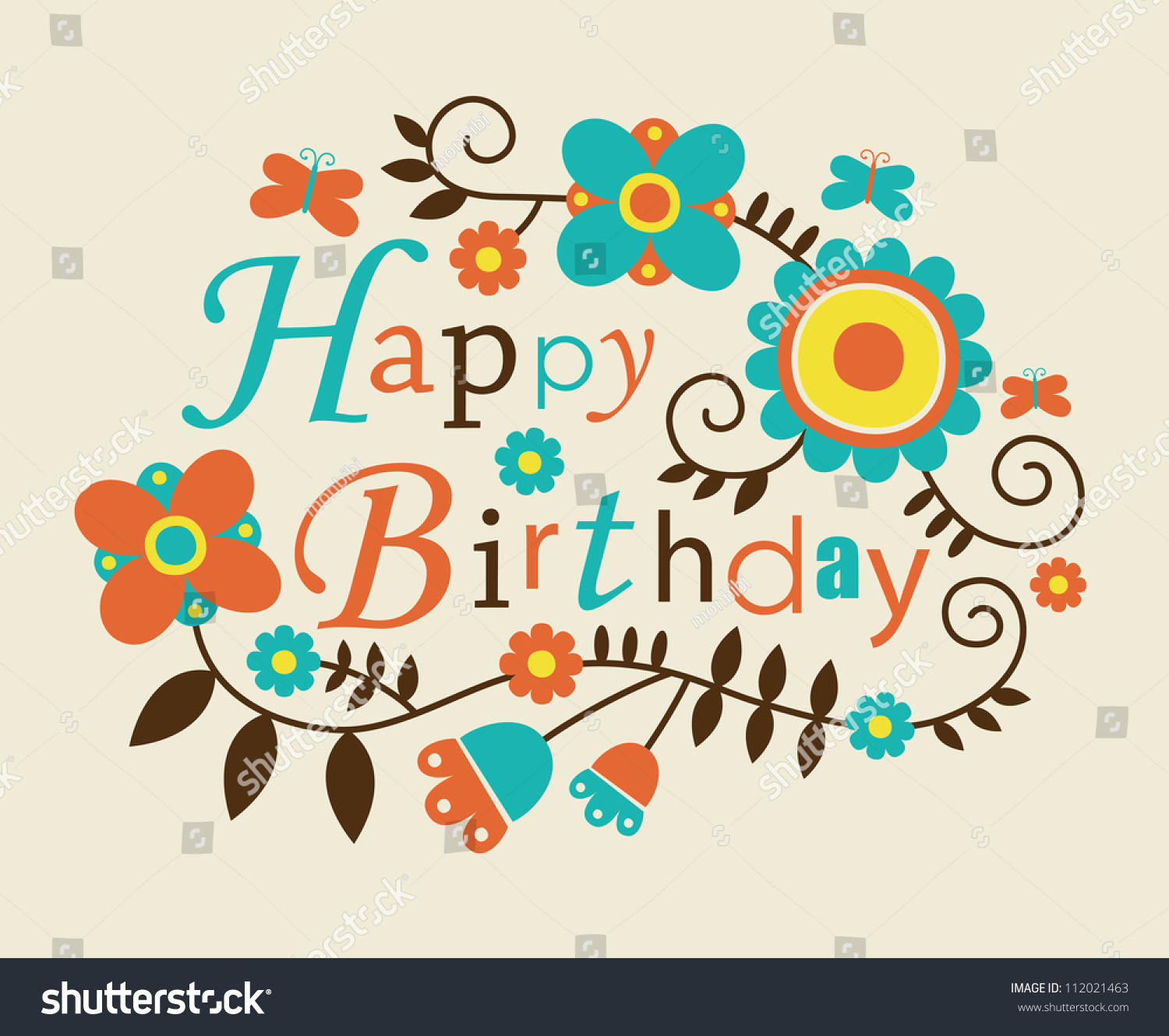 Cute Happy Birthday Card Vector Illustration Stock Vector (Royalty Free ...