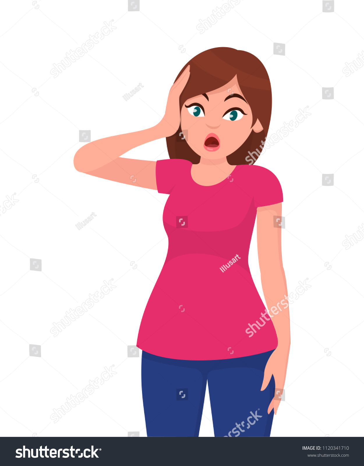 Young Woman Scared Face Expression Her Stock Vector (Royalty Free ...