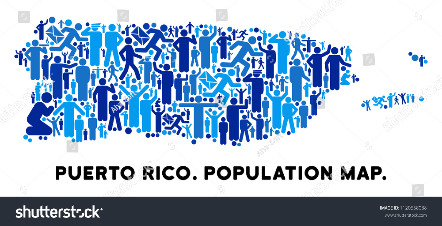 Vector Population Puerto Rico Map Demography Stock Vector (Royalty Free