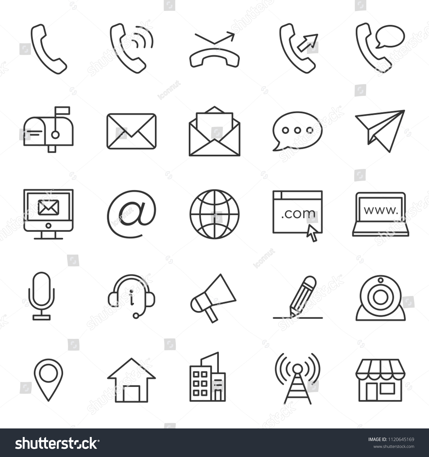 Set Contact Support Icon Collection Simple Stock Vector (Royalty Free ...