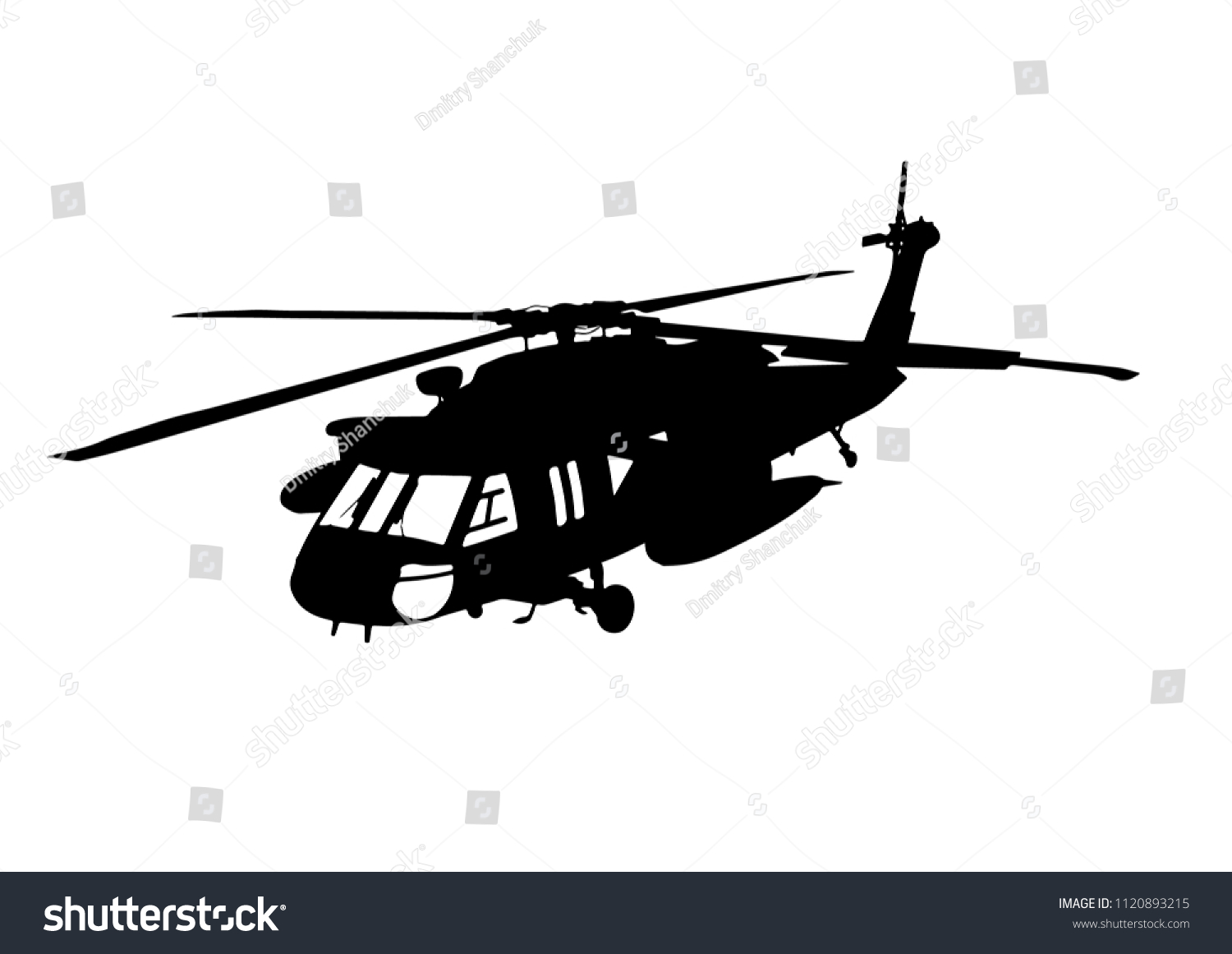 Silhouette Military Helicopter Vector Stock Vector (Royalty Free ...