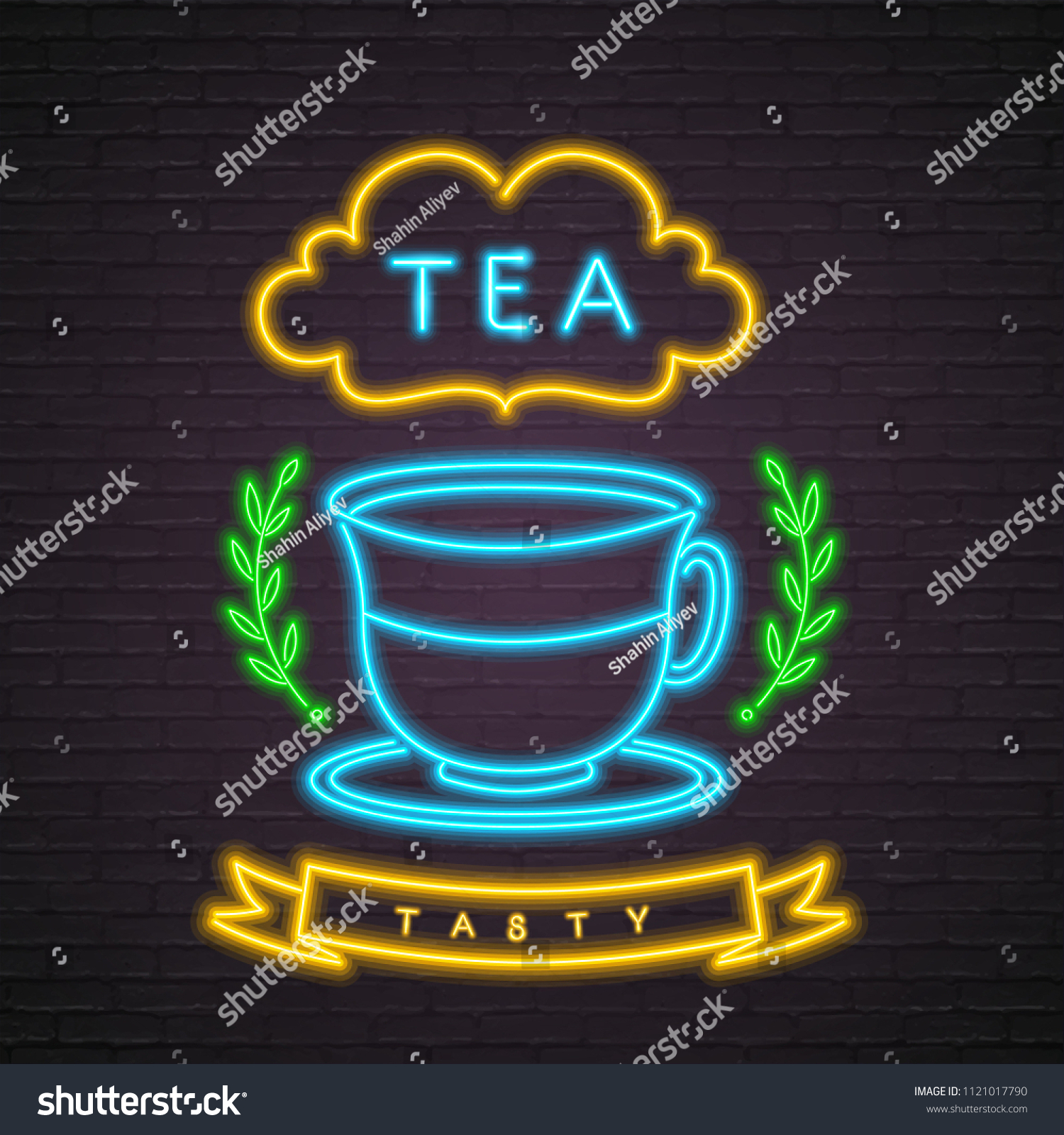 Tea Neon Light Glowing Vector Illustration Stock Vector (Royalty Free ...