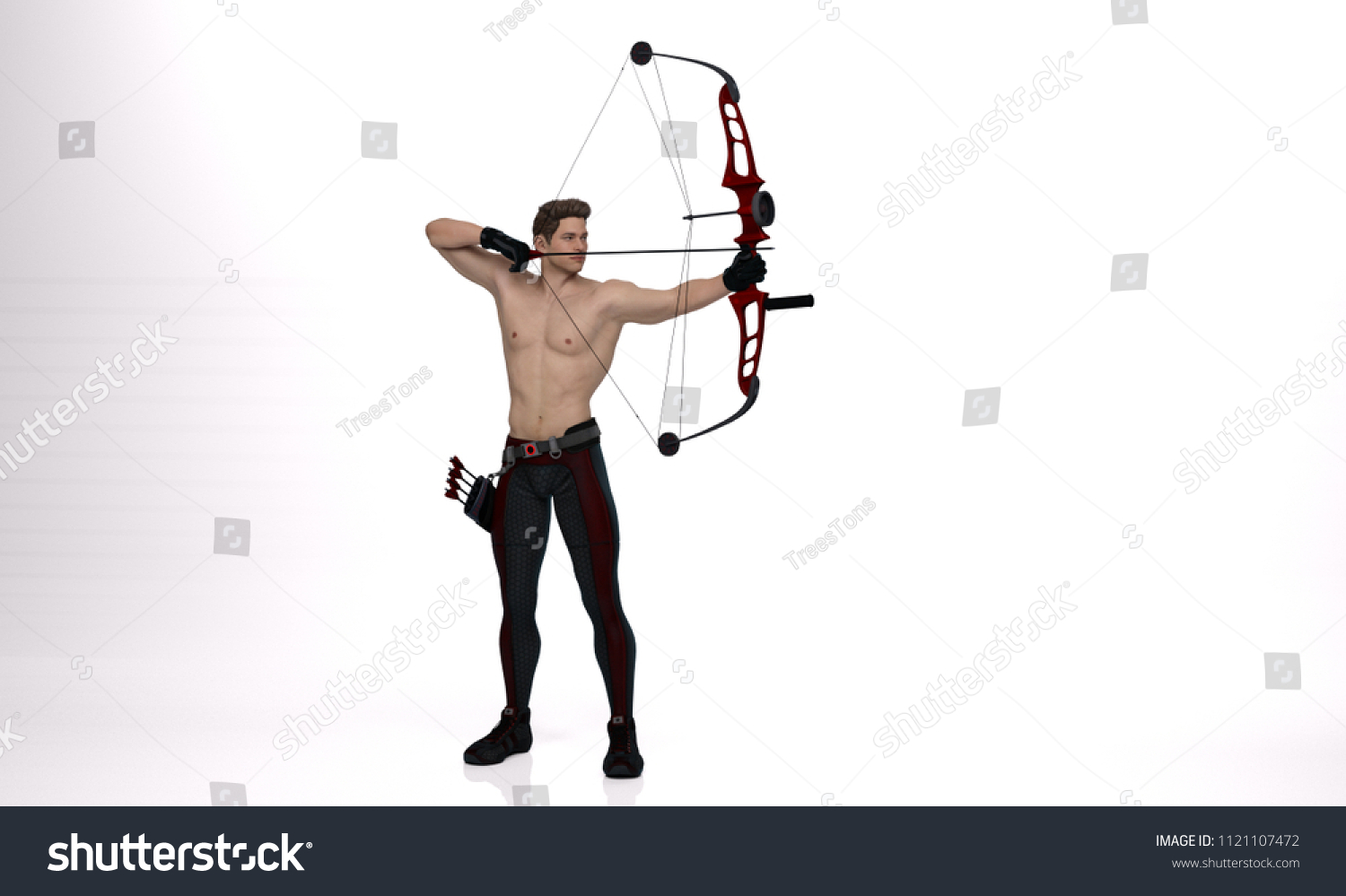3d Render Male Archer Pose Practicing Stock Illustration 1121107472 Shutterstock 6215
