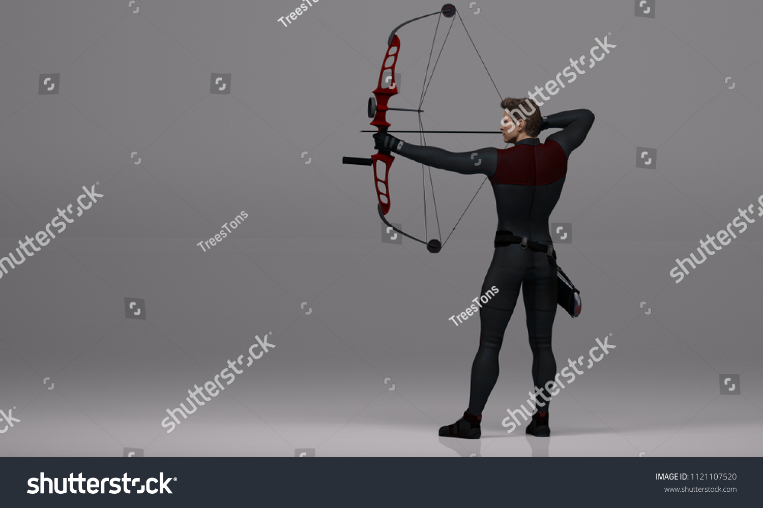 3d Render Male Archer Pose Practicing Stock Illustration 1121107520 Shutterstock 1053