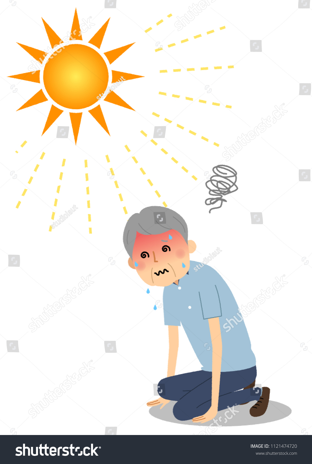 Elderly Man Who Develops Heatstroke Stock Vector (Royalty Free ...