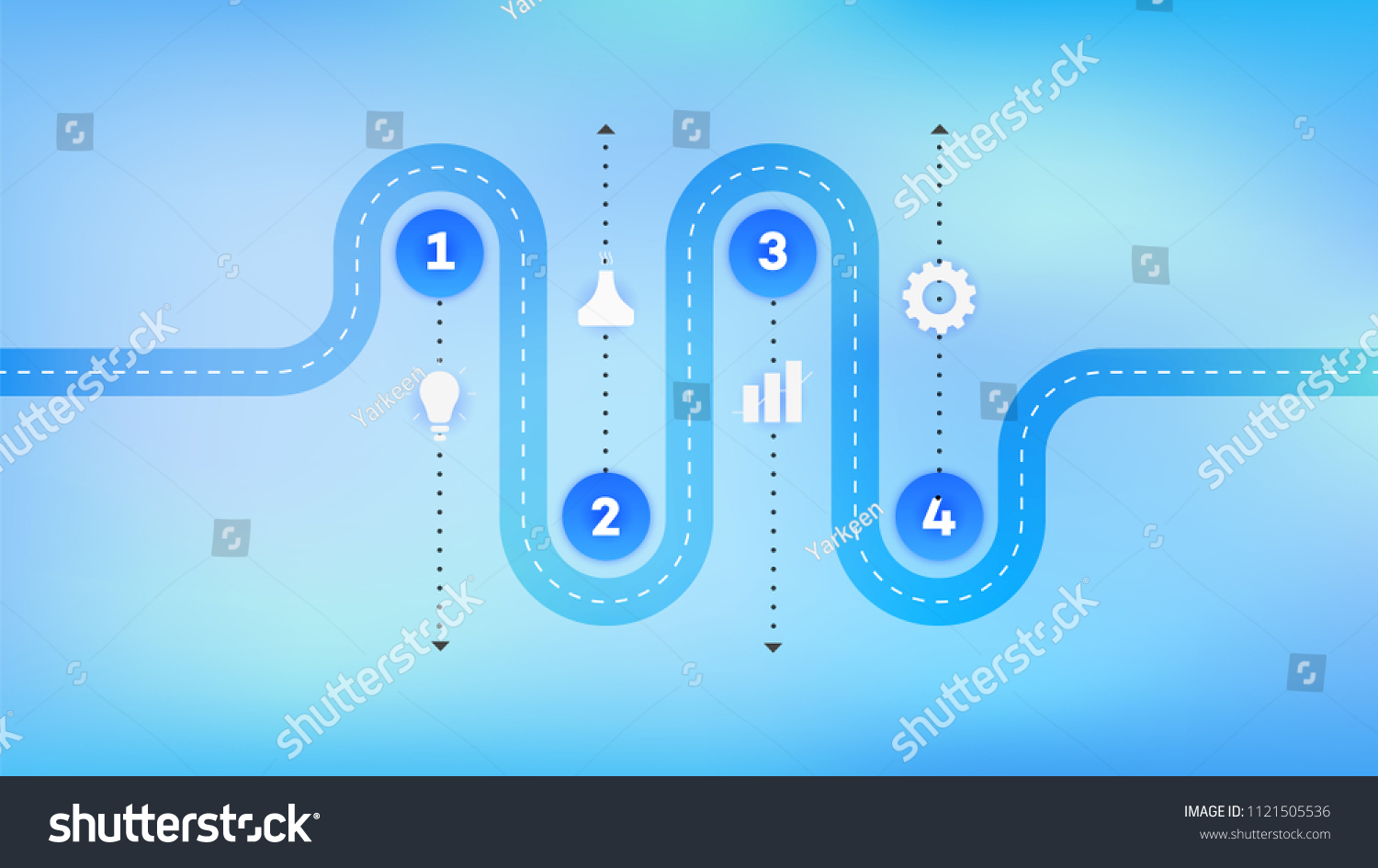 Layered Infographic Timeline Vector Roadmap Template เวกเตอร์สต็อก ปลอดค่าลิขสิทธิ์ 