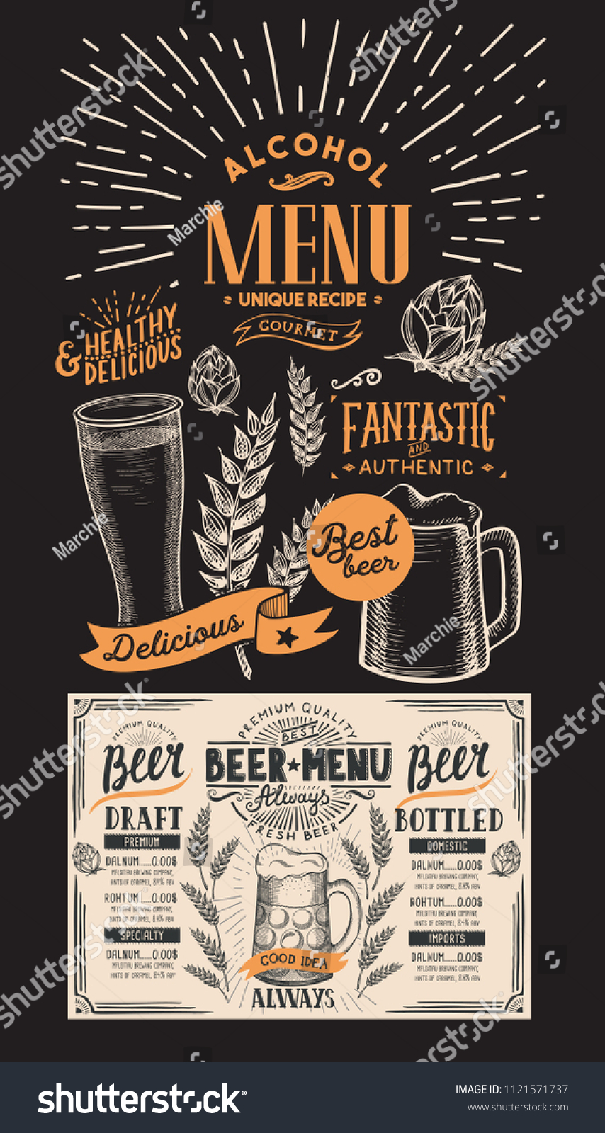 Beer Drink Menu Restaurant Cafe Design Stock Vector (Royalty Free ...