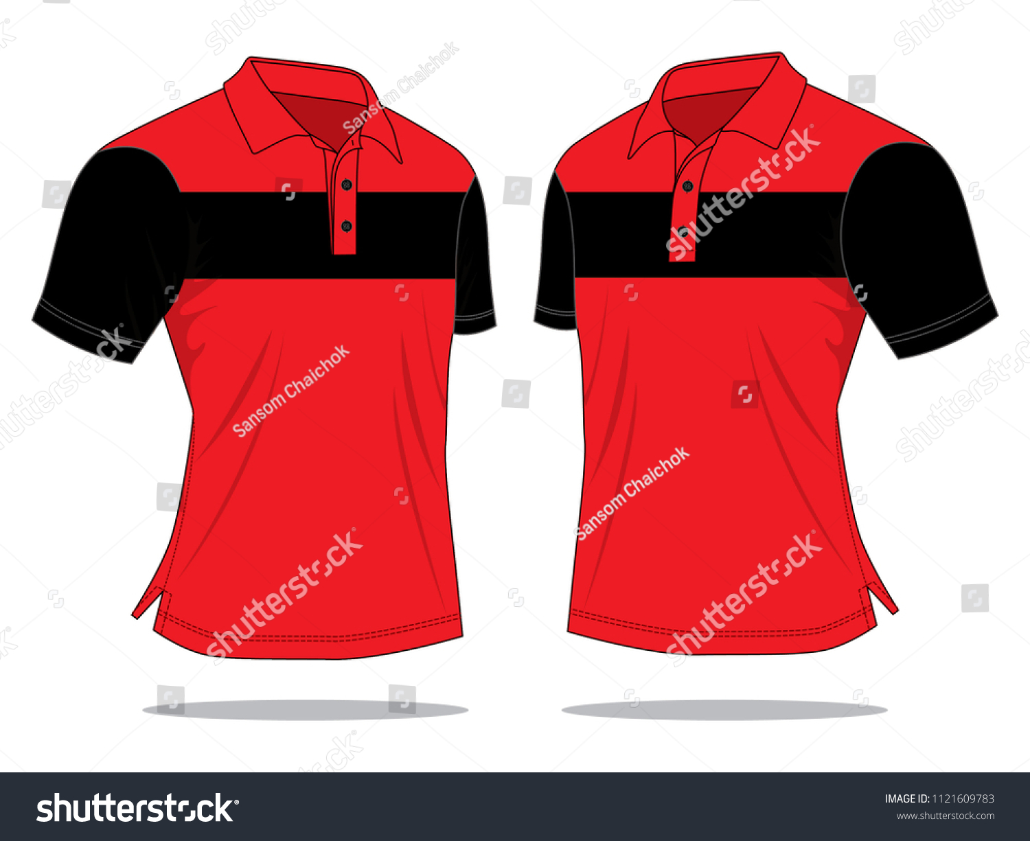 Polo Shirt Design Red Black Perspective Stock Vector (Royalty Free ...