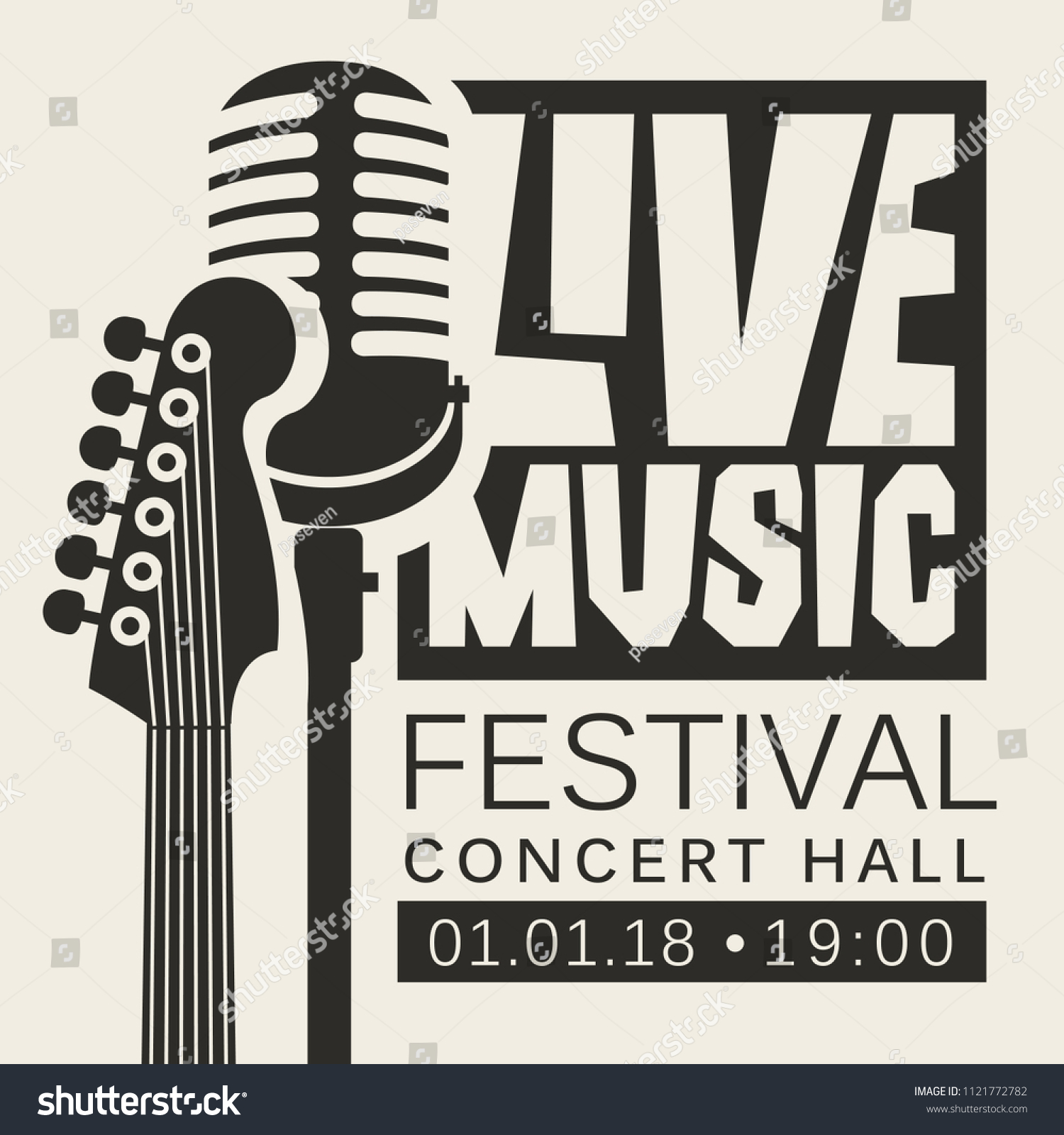 Vector Poster Banner Live Music Festival Stock Vector (Royalty Free ...