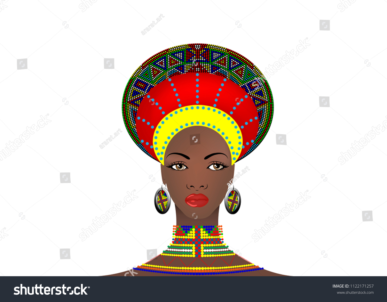 African Tribe Clothes Female Zulu Portrait Stock Vector (Royalty Free ...