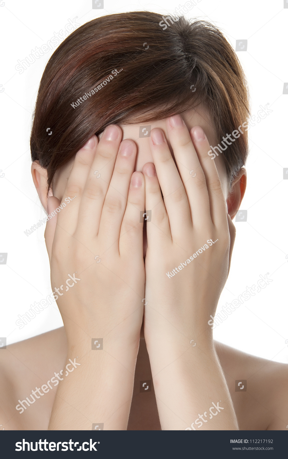 Young Girl Hiden Face Stock Photo 112217192 Shutterstock