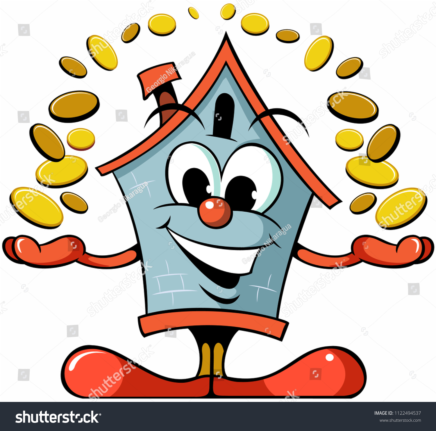 House Cartoon Mascot Logo Holding Cash Stock Vector (Royalty Free ...