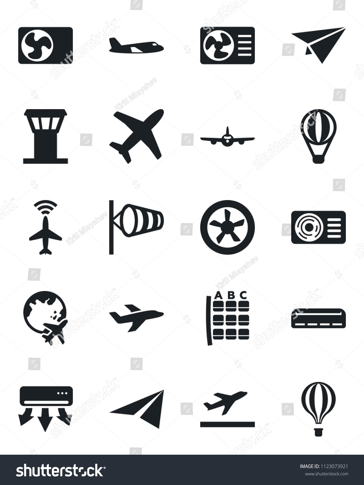 Set Vector Isolated Black Icon Airport Stock Vector (Royalty Free ...