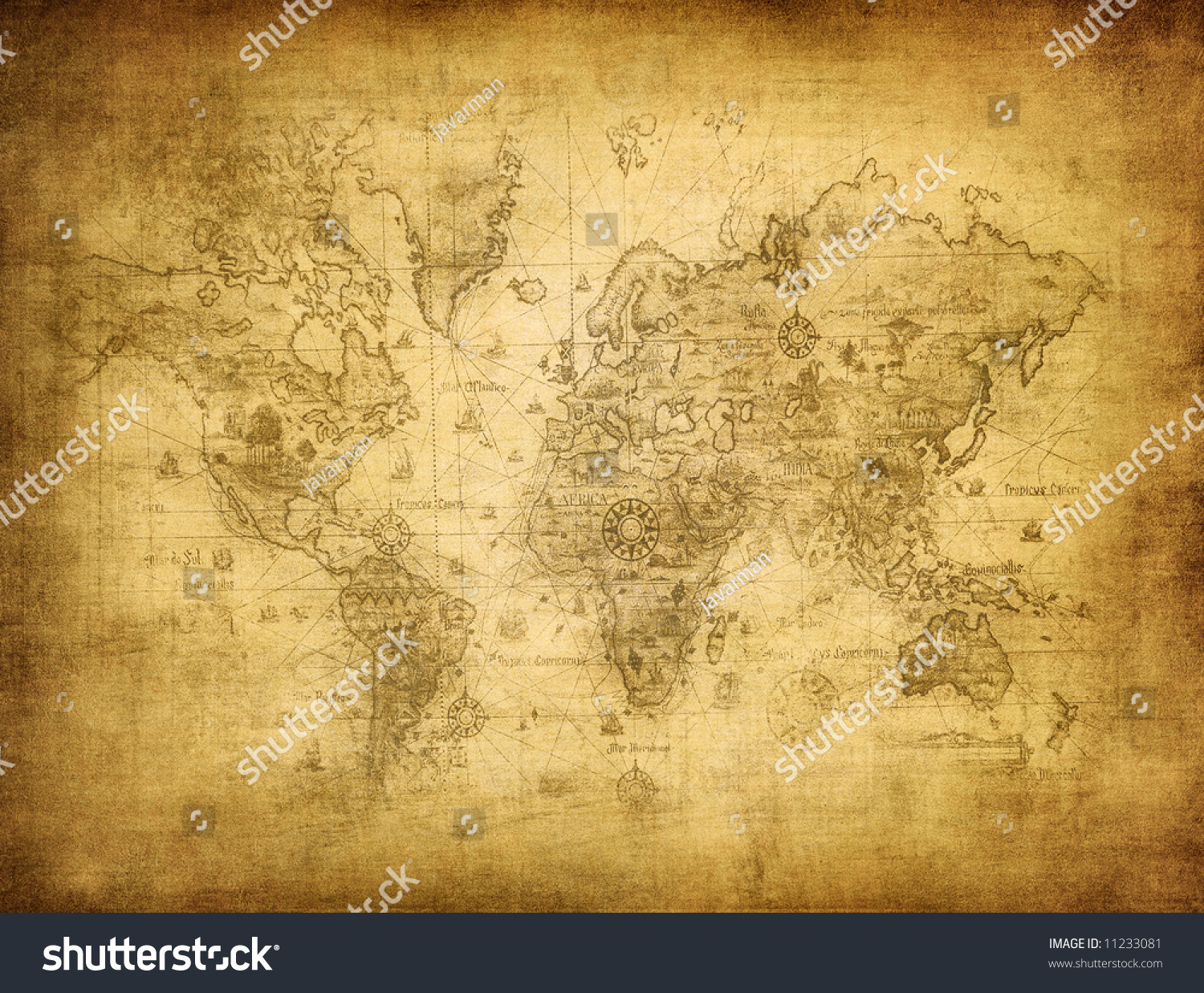 Ancient Map World Stock Illustration 11233081 | Shutterstock