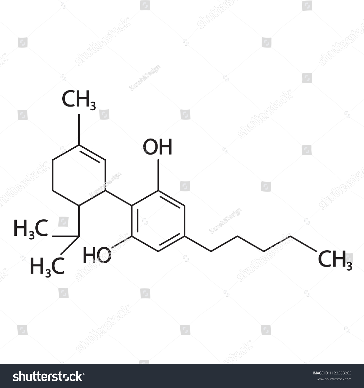 Cannabidiol Cbd Molecular Structural Chemical Formula Stock Vector ...