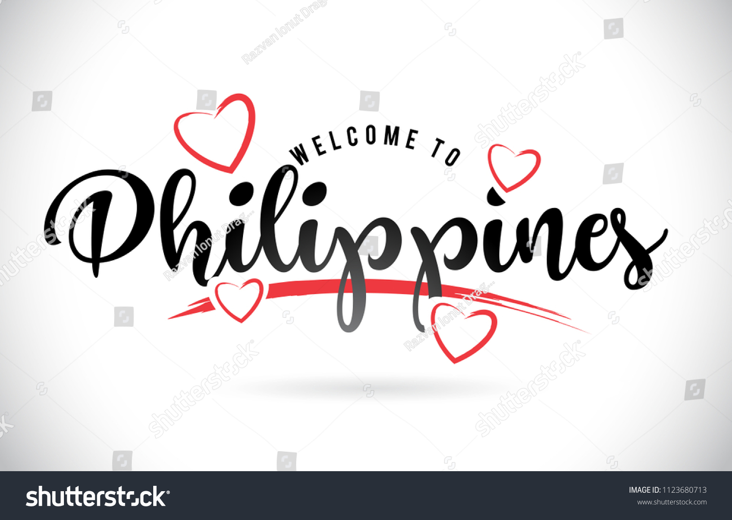 Philippines Welcome Word Text Handwritten Font 库存矢量图（免版税）1123680713 Shutterstock 3315