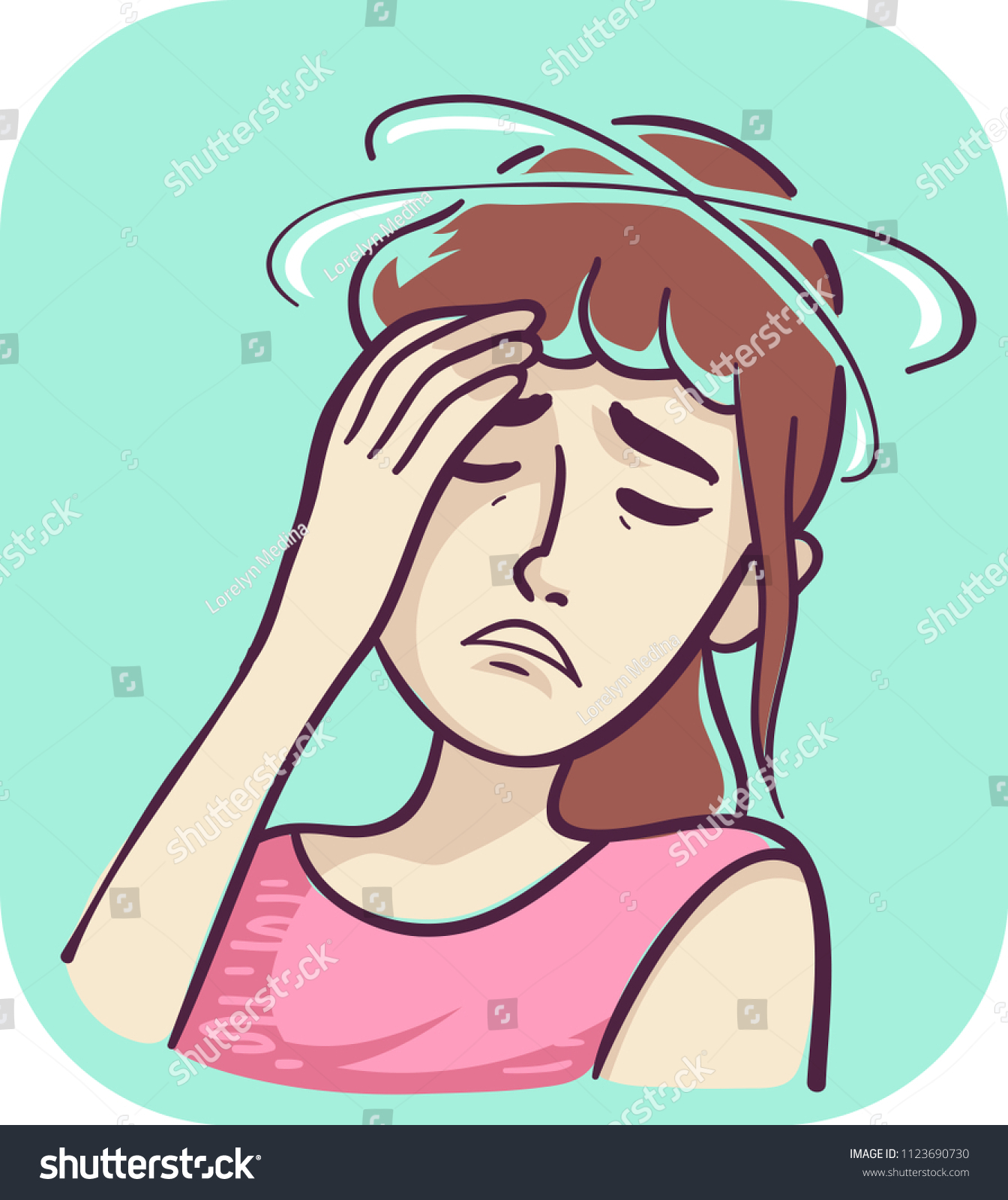 Illustration Sick Woman Head Swirling Feeling Stock Vector (Royalty ...