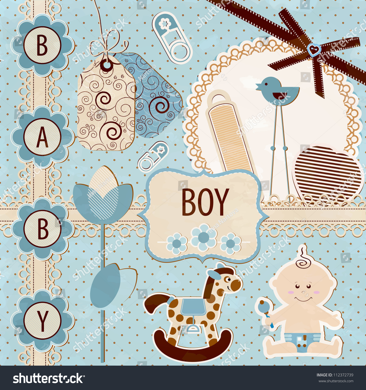 Scrapbook Baby Boy Set Stock Vector (Royalty Free) 112372739 | Shutterstock