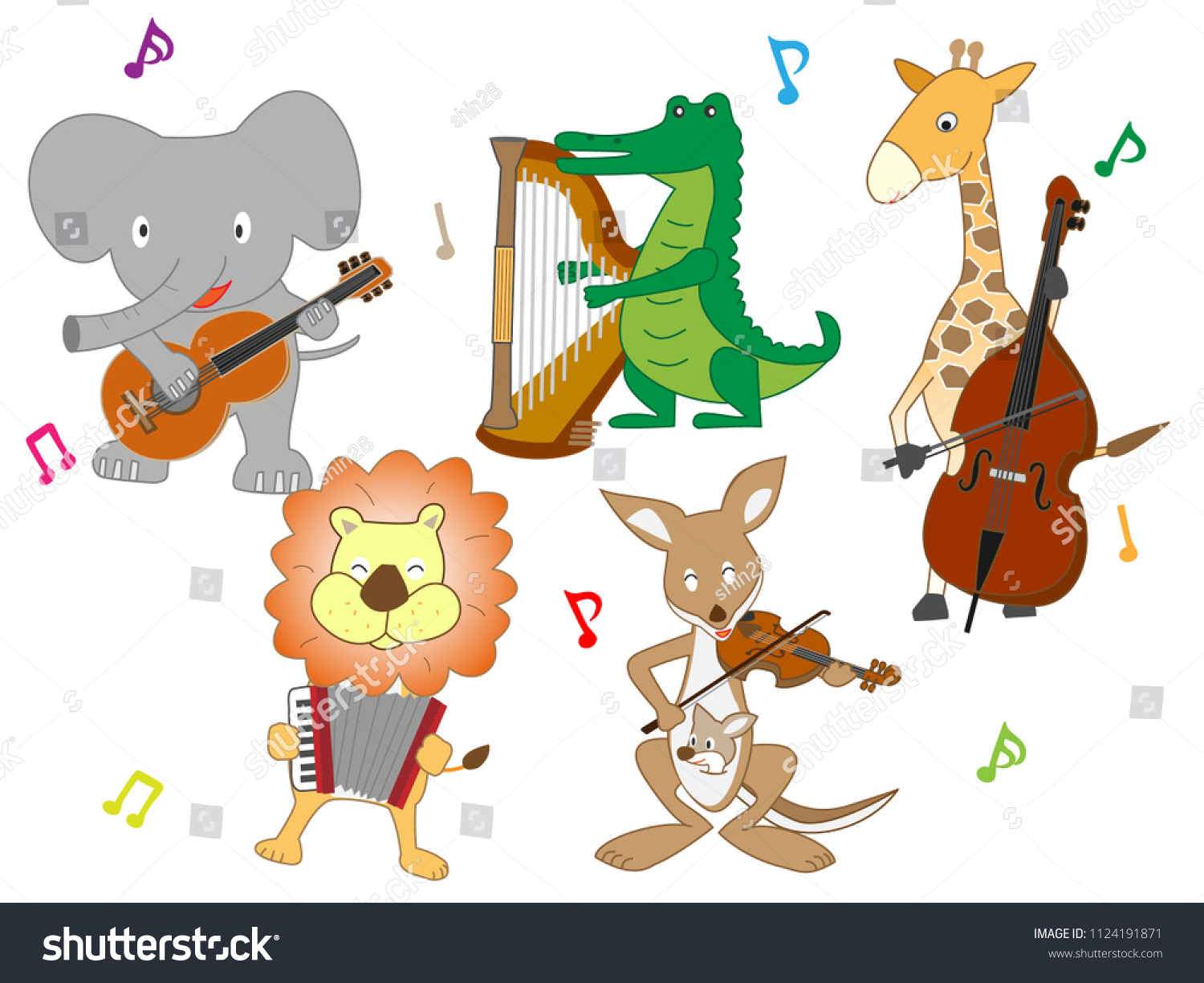 Animals Playing Instruments Stock Vector (Royalty Free) 1124191871 ...