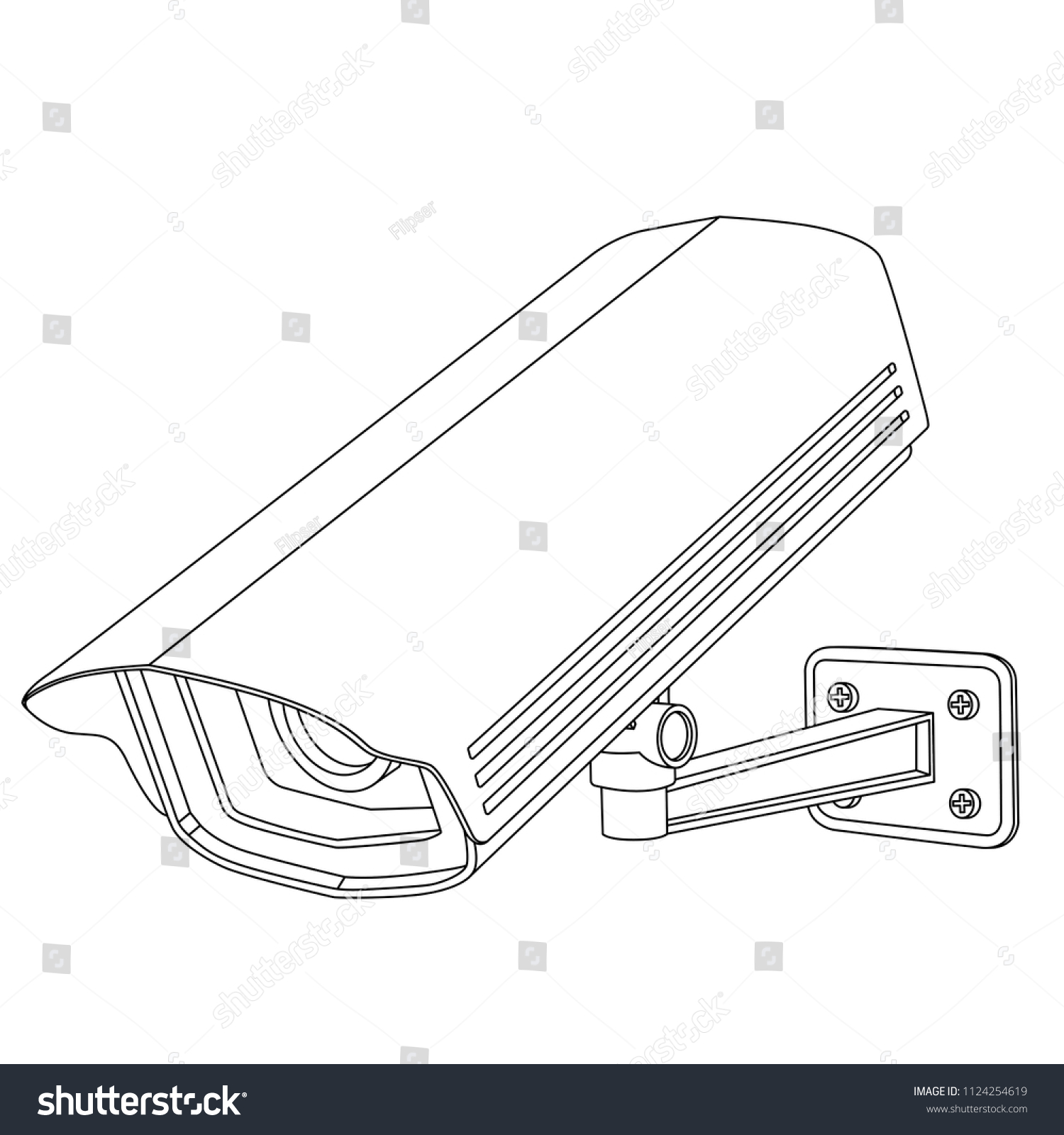 Cctv Security Camera Outline Drawing Vector Stock Vector (Royalty Free ...