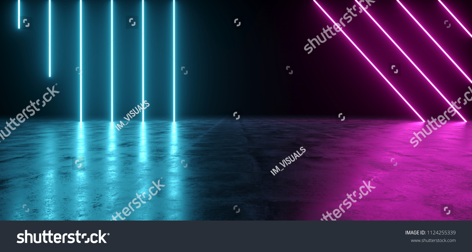 Futuristic Scifi Abstract Blue Purple Neon Stock Illustration ...