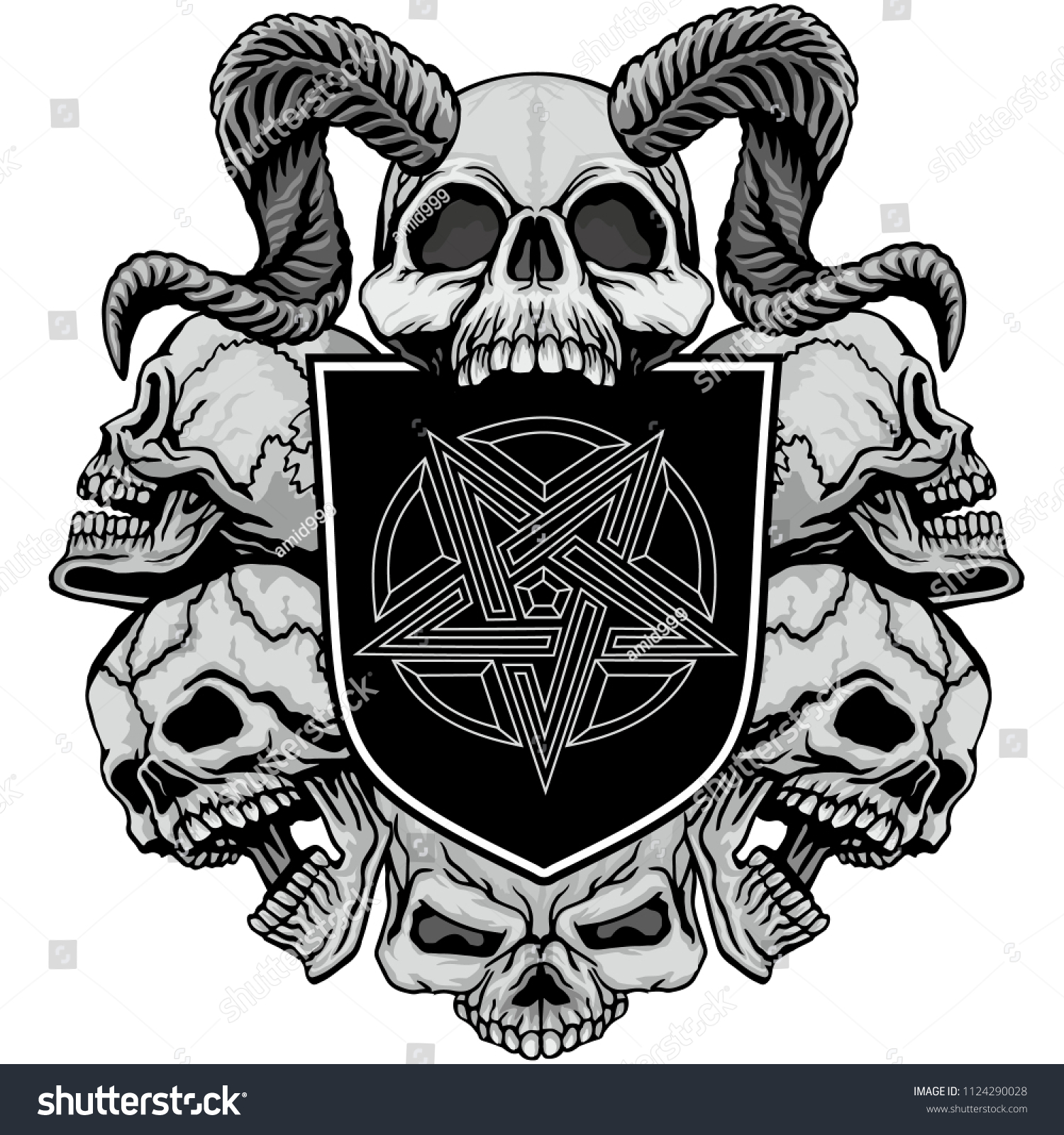 Black Metal Sign Goat Skull Grunge Stock Vector (Royalty Free ...