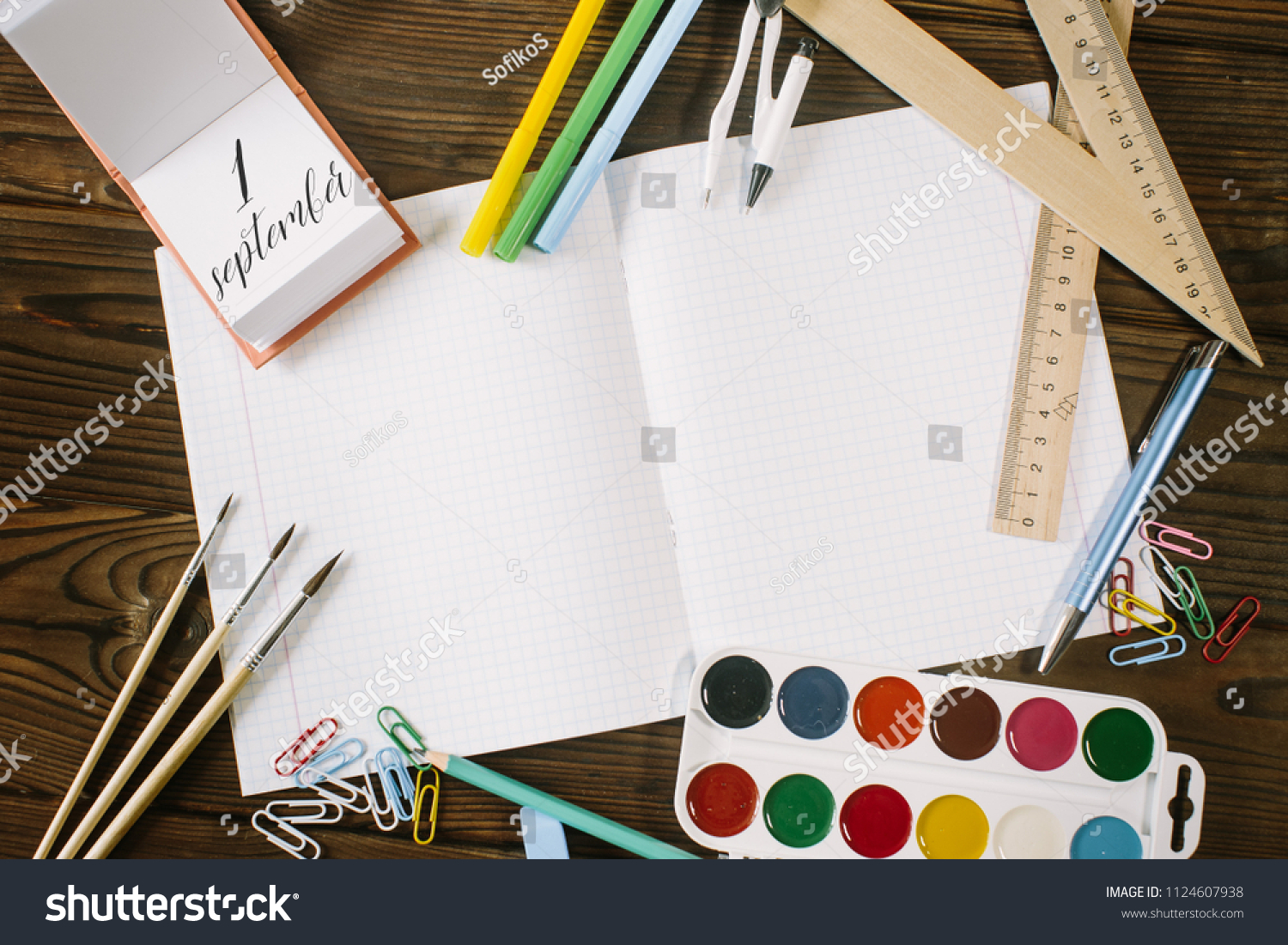 School Supplies Top Corner Border On Stock Photo 1124607938 | Shutterstock