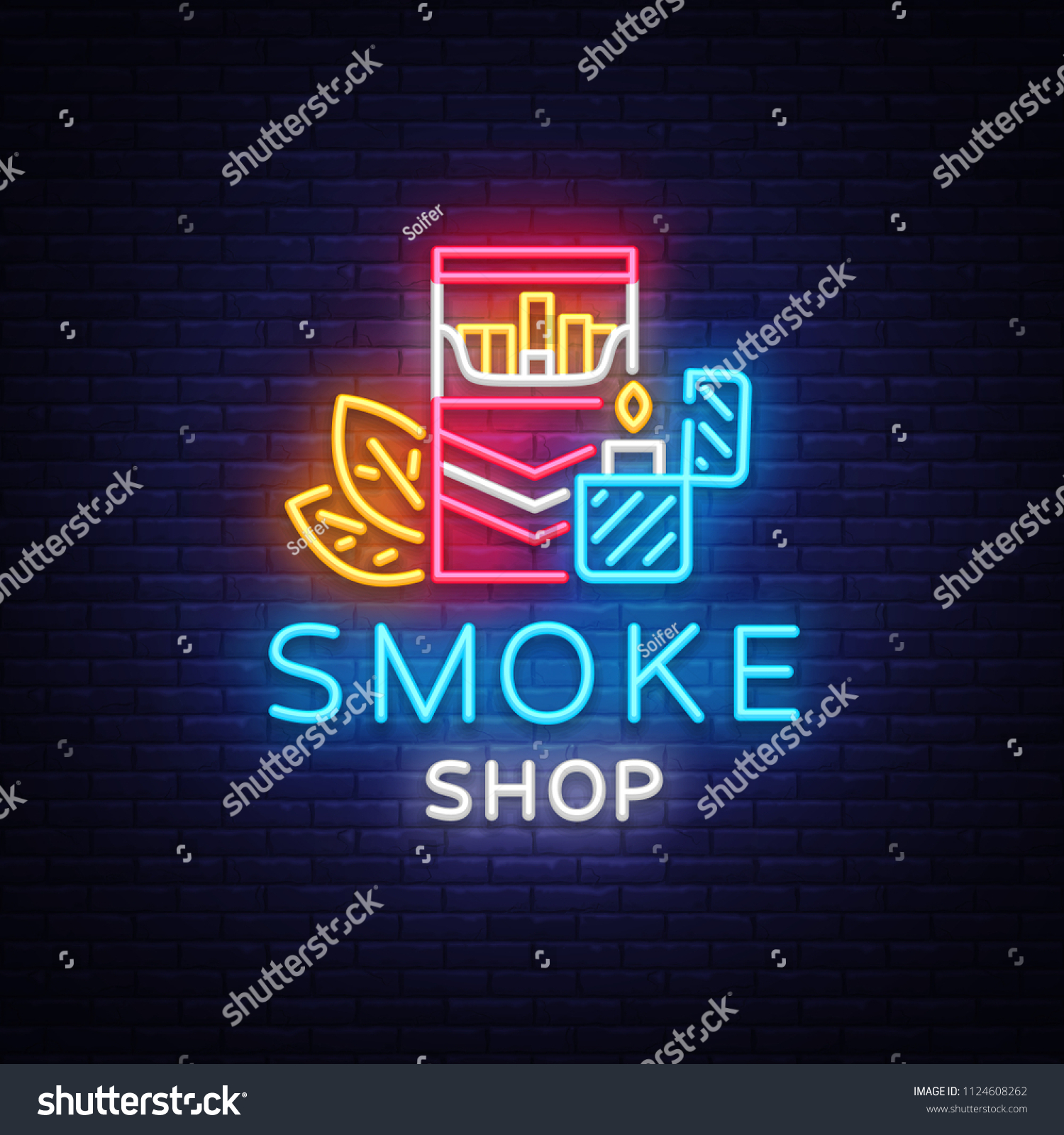 Smoke Store Logo Neon Cigarette Shop Stock Illustration 1124608262 ...